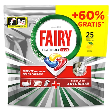 Pastillas lavavajillas platinium plus Fairy 25 unidades-0