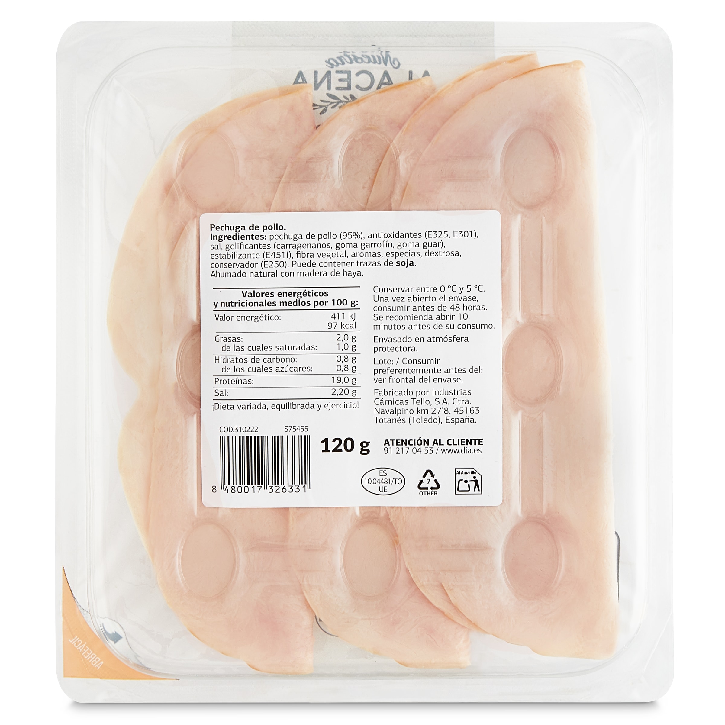 Pechuga de pollo 95% Dia Nuestra Alacena 120 g