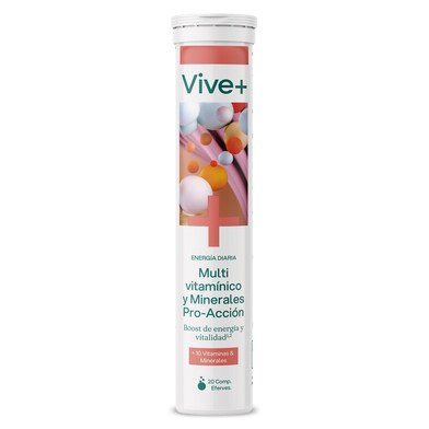 Multivitamínico y minerales pro-acción Vive+ tubo 20 unidades-0
