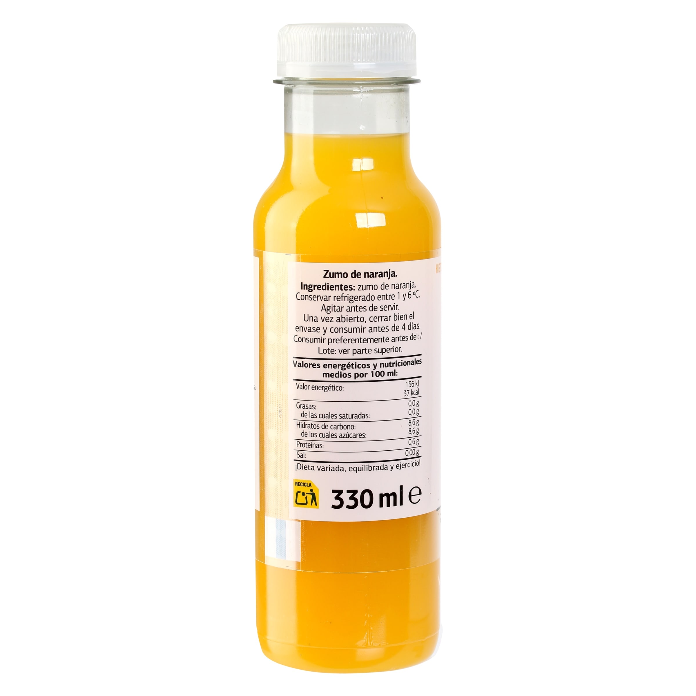 Zumo de naranja 100% exprimido sin pulpa Dia Saborfera 330 ml