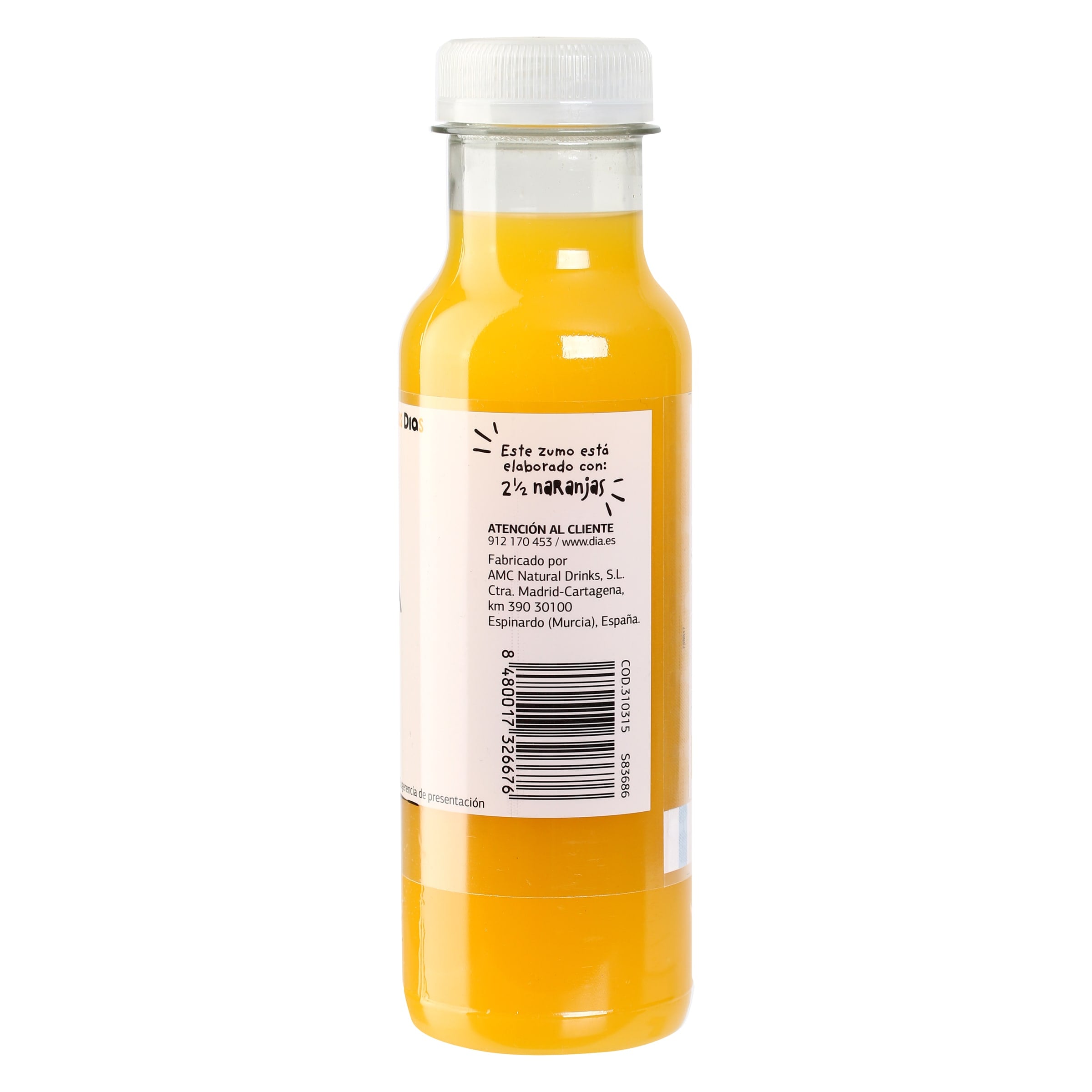 Zumo de naranja 100% exprimido sin pulpa Dia Saborfera 330 ml