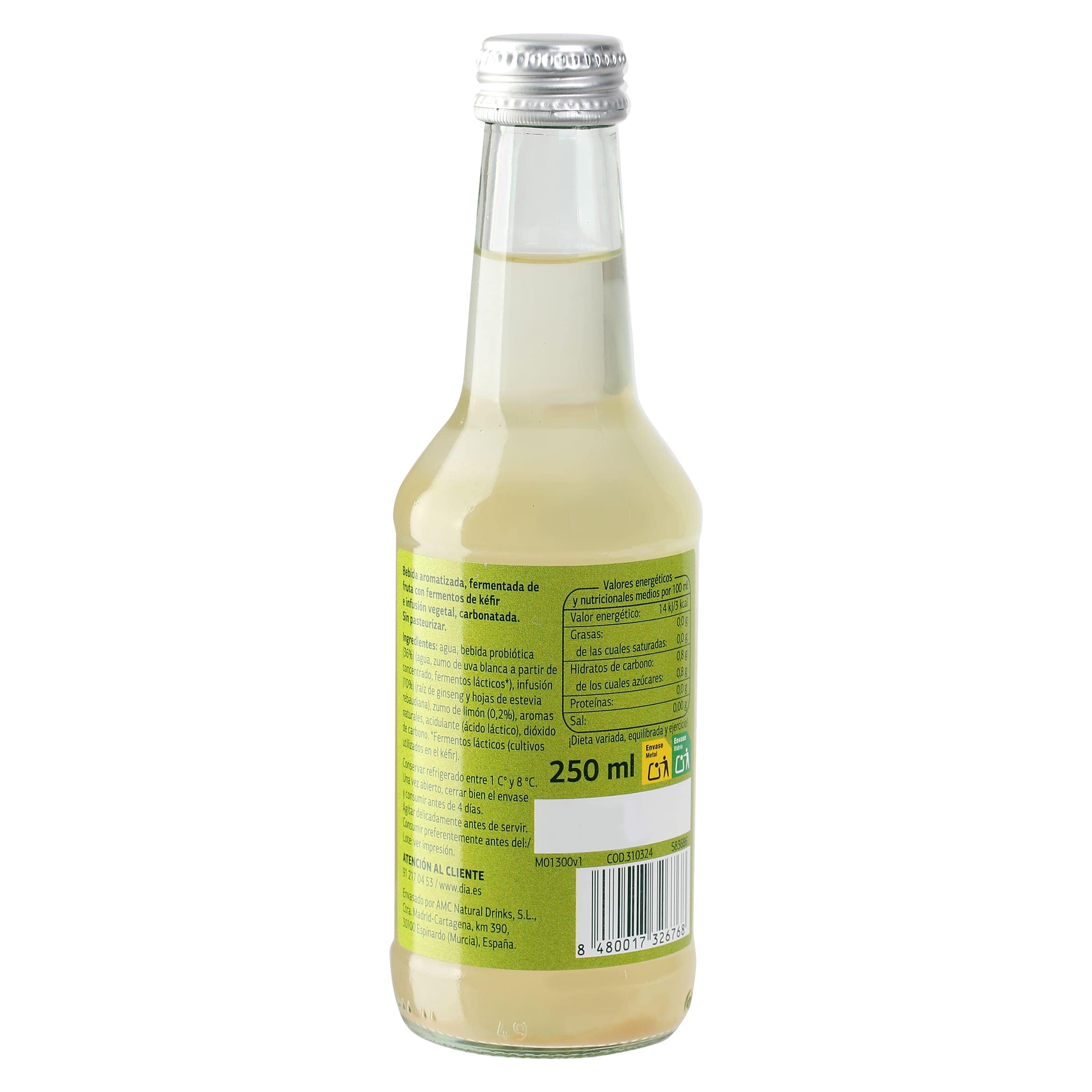 Bebida de limón y ginseng con kéfir Dia Upss 250 ml