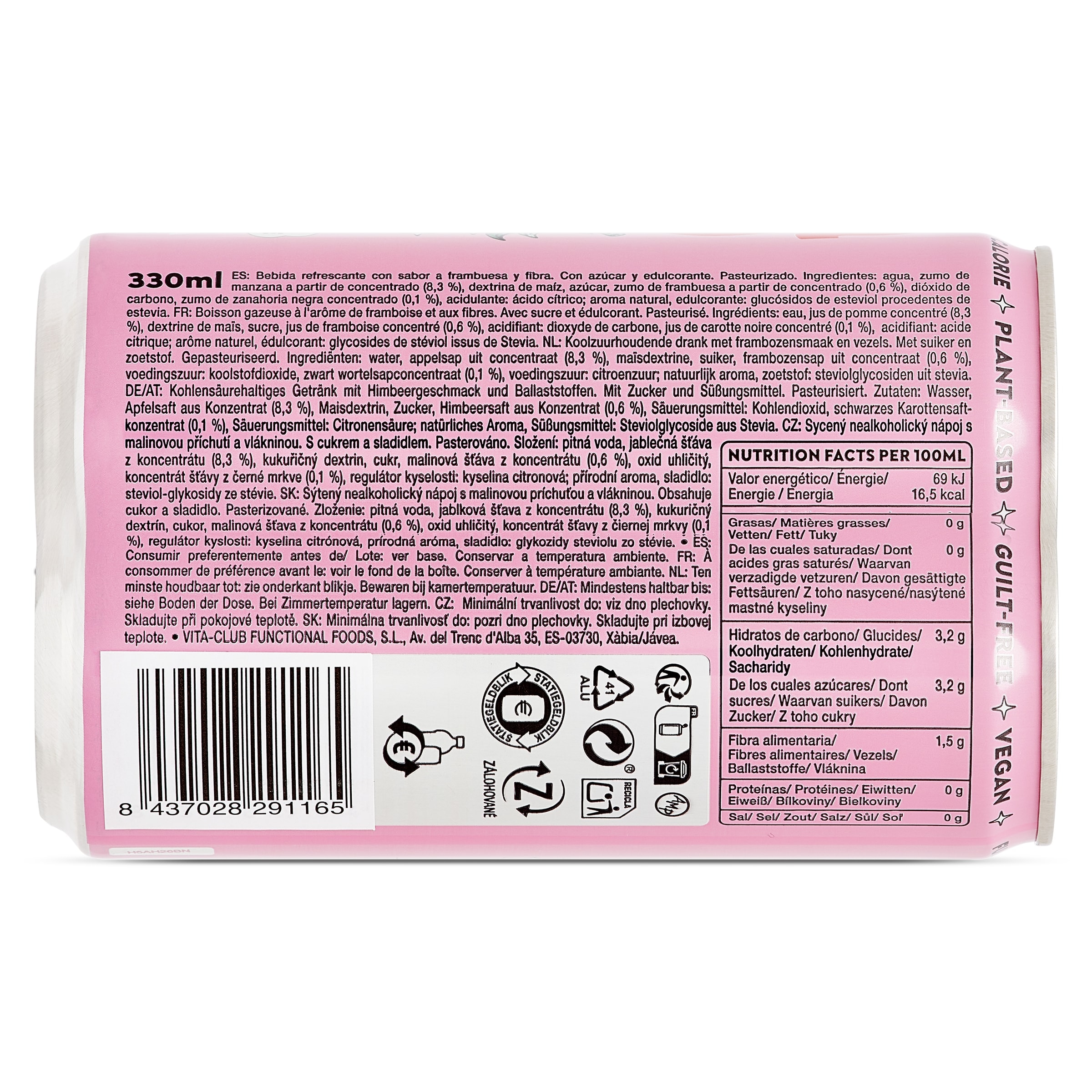 Refresco de frambuesa Vitapop 330 ml