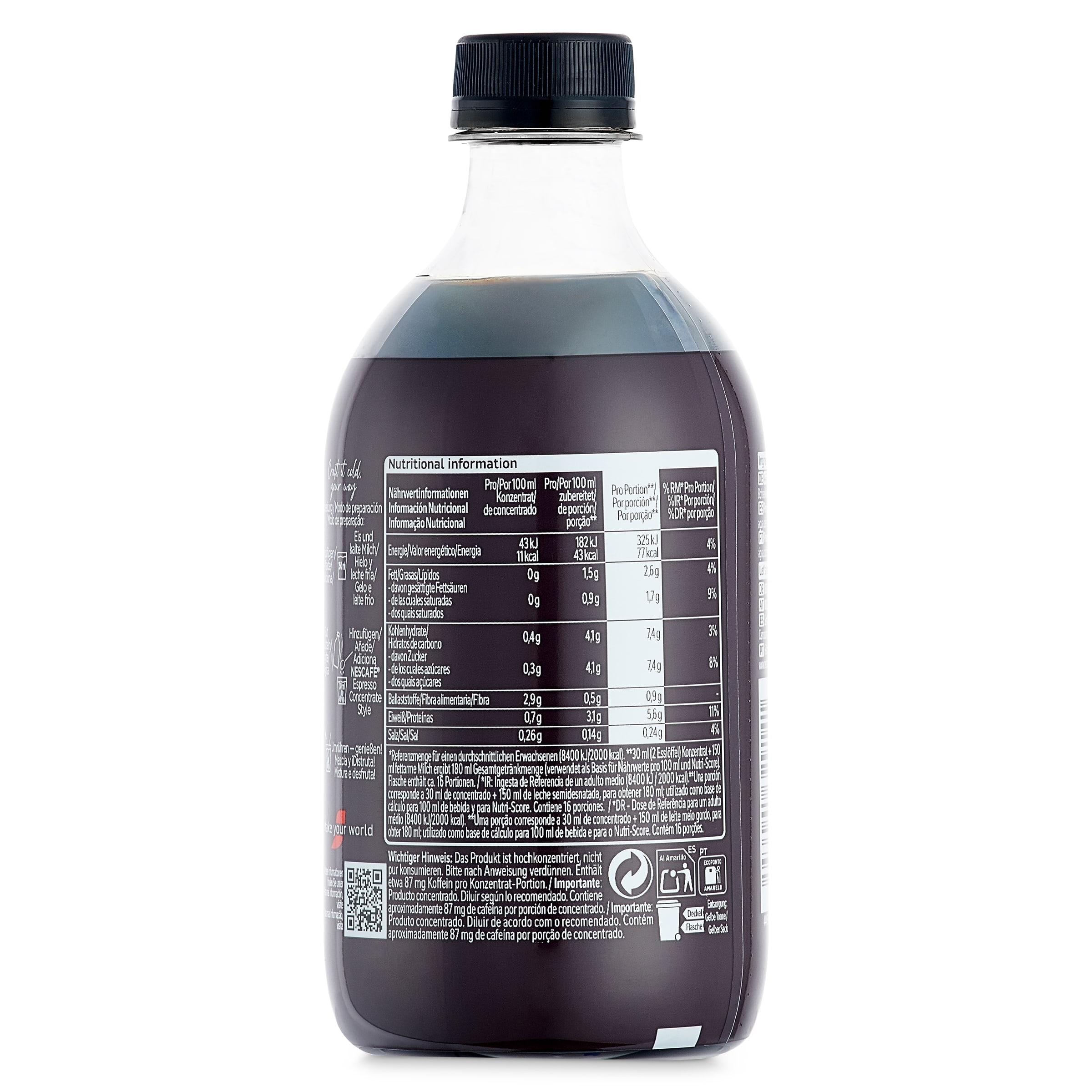 Café espresso concentrado black Nescafé 500 ml