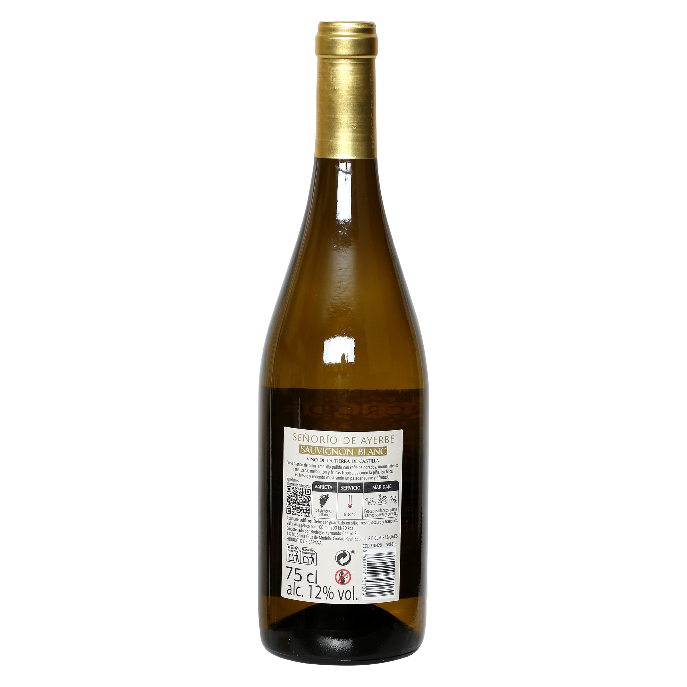 Vino blanco sauvignon Señorío de Ayerbe 75 cl