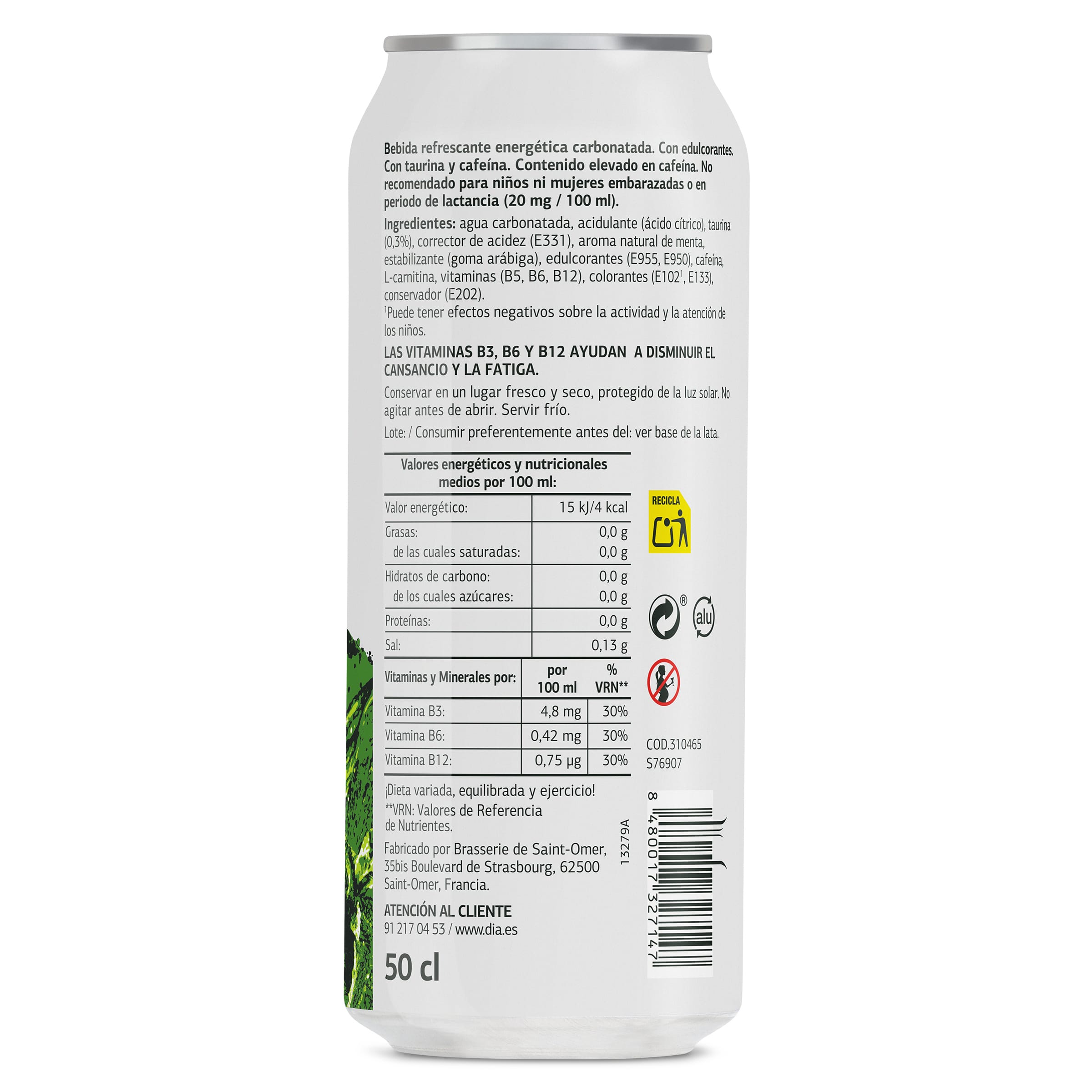 Bebida energética de mojito zero Dia El diablo 500 ml