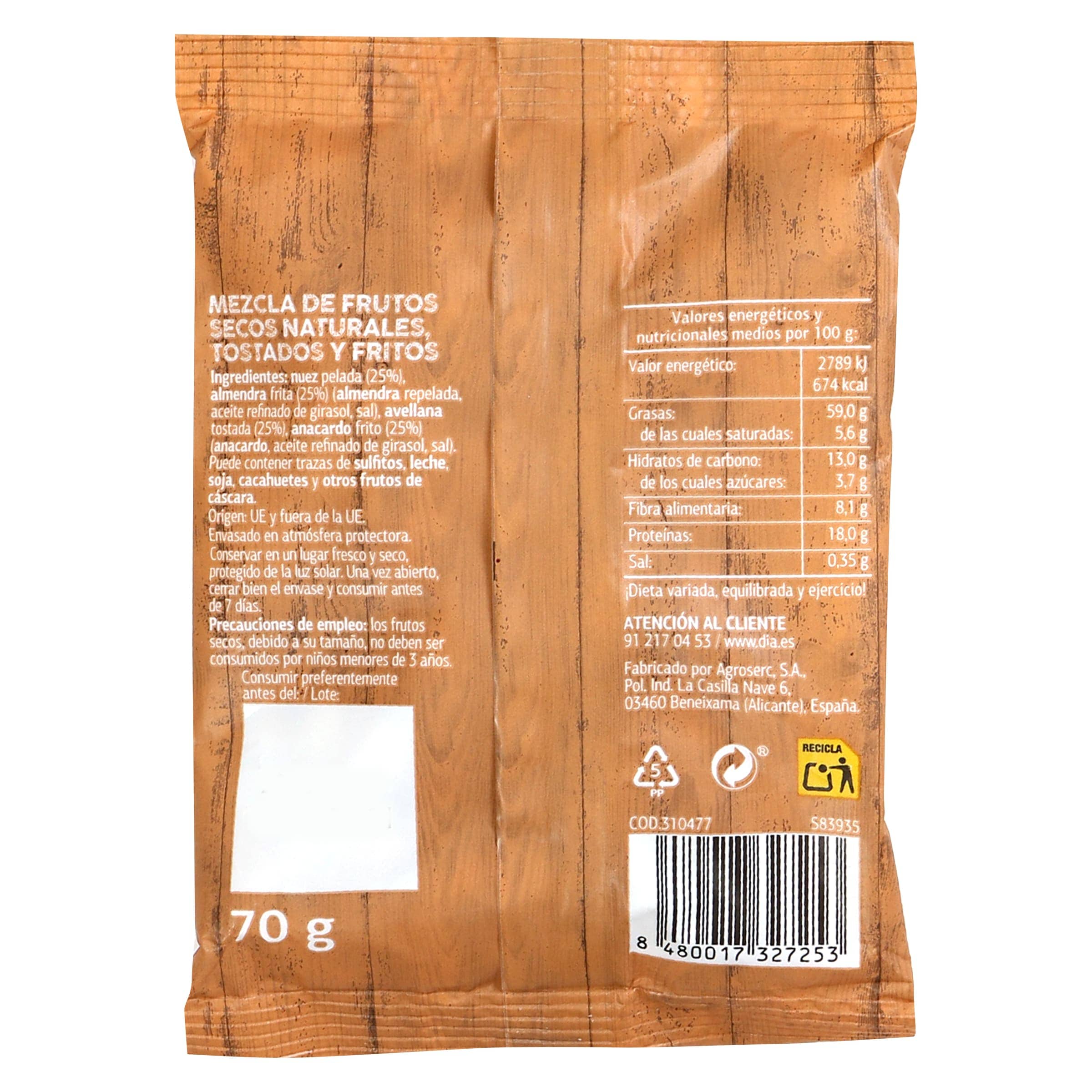 Mix de frutos secos clásico Dia Naturmundo 70 g