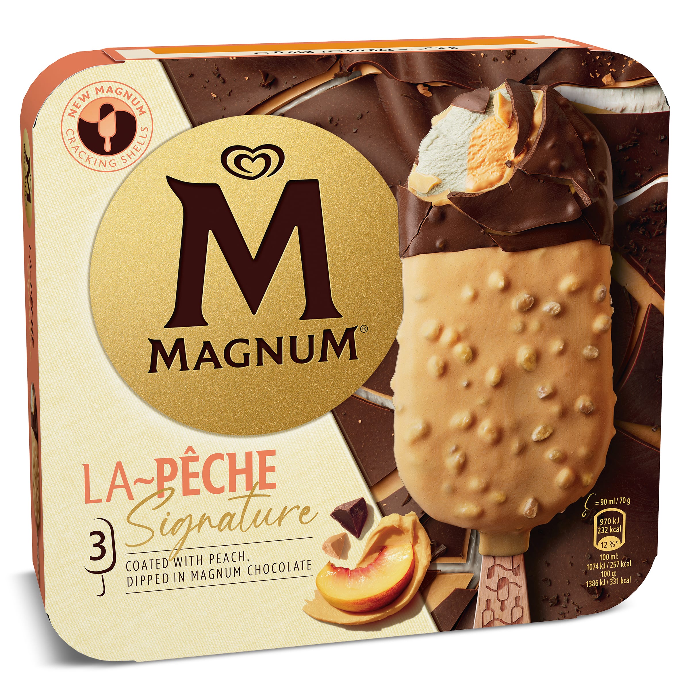 Magnum signature melocotón 3 x 70 g