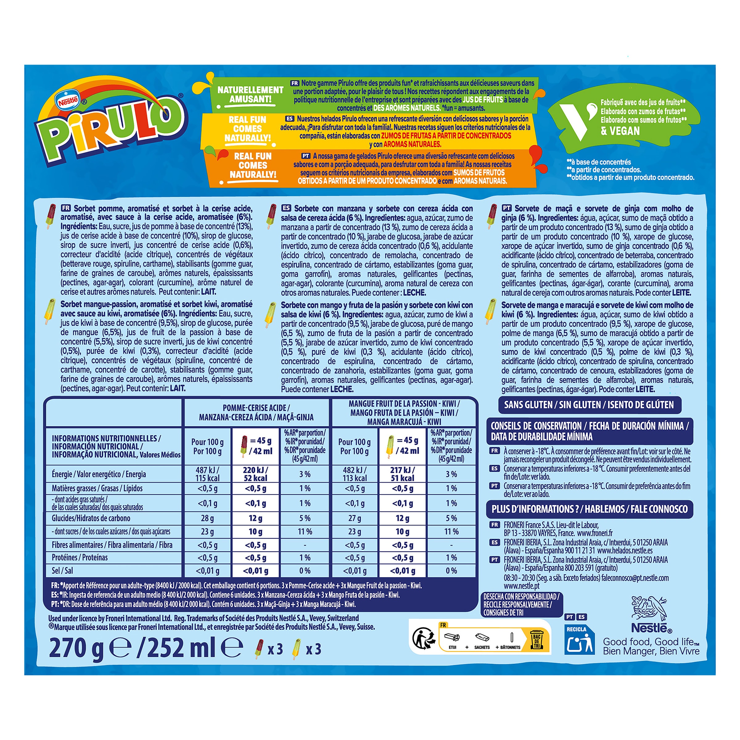 Pirulo fruit explosion mix Nestlé 6 x 45 g
