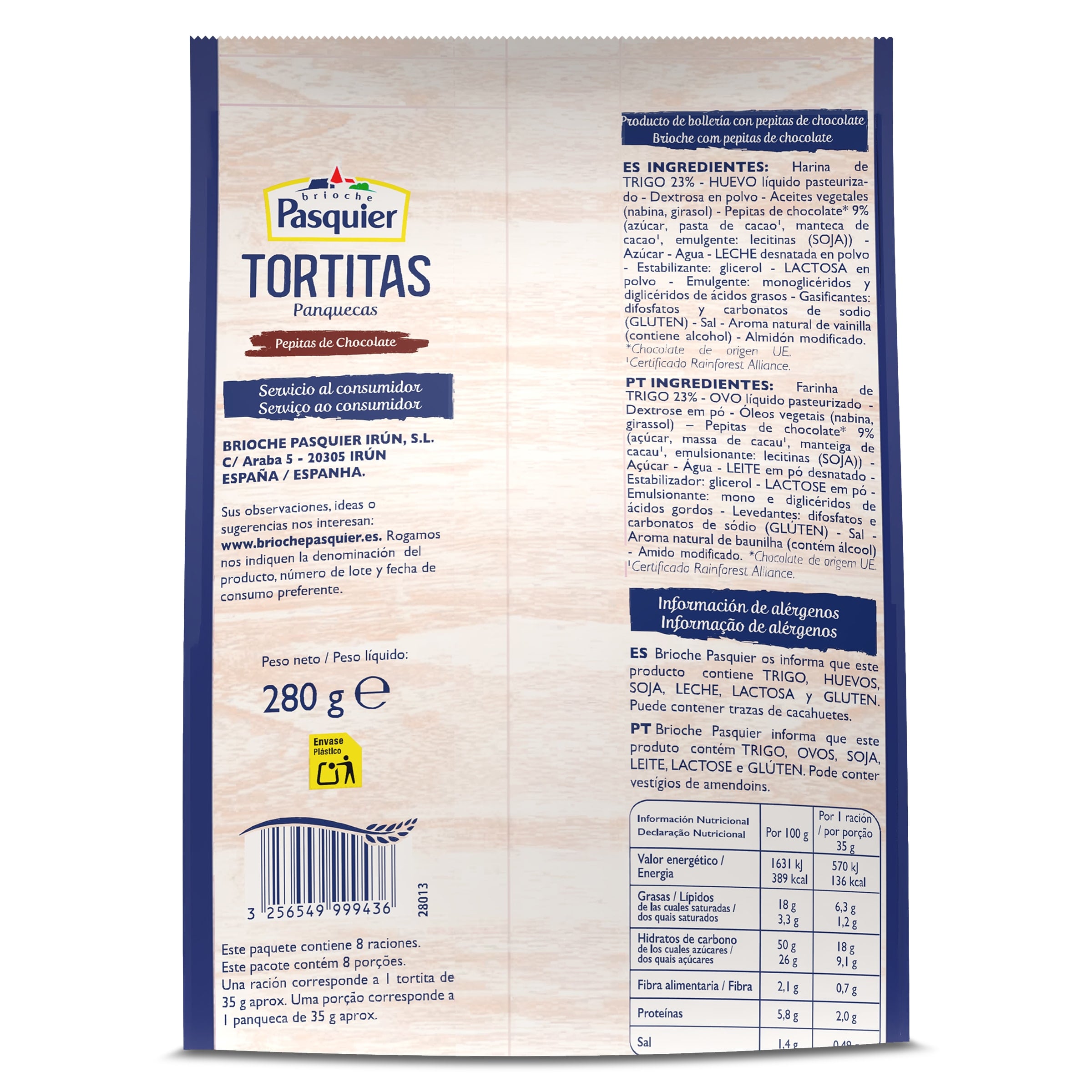 Tortitas con pepitas de chocolate Brioche Pasquier 280 g
