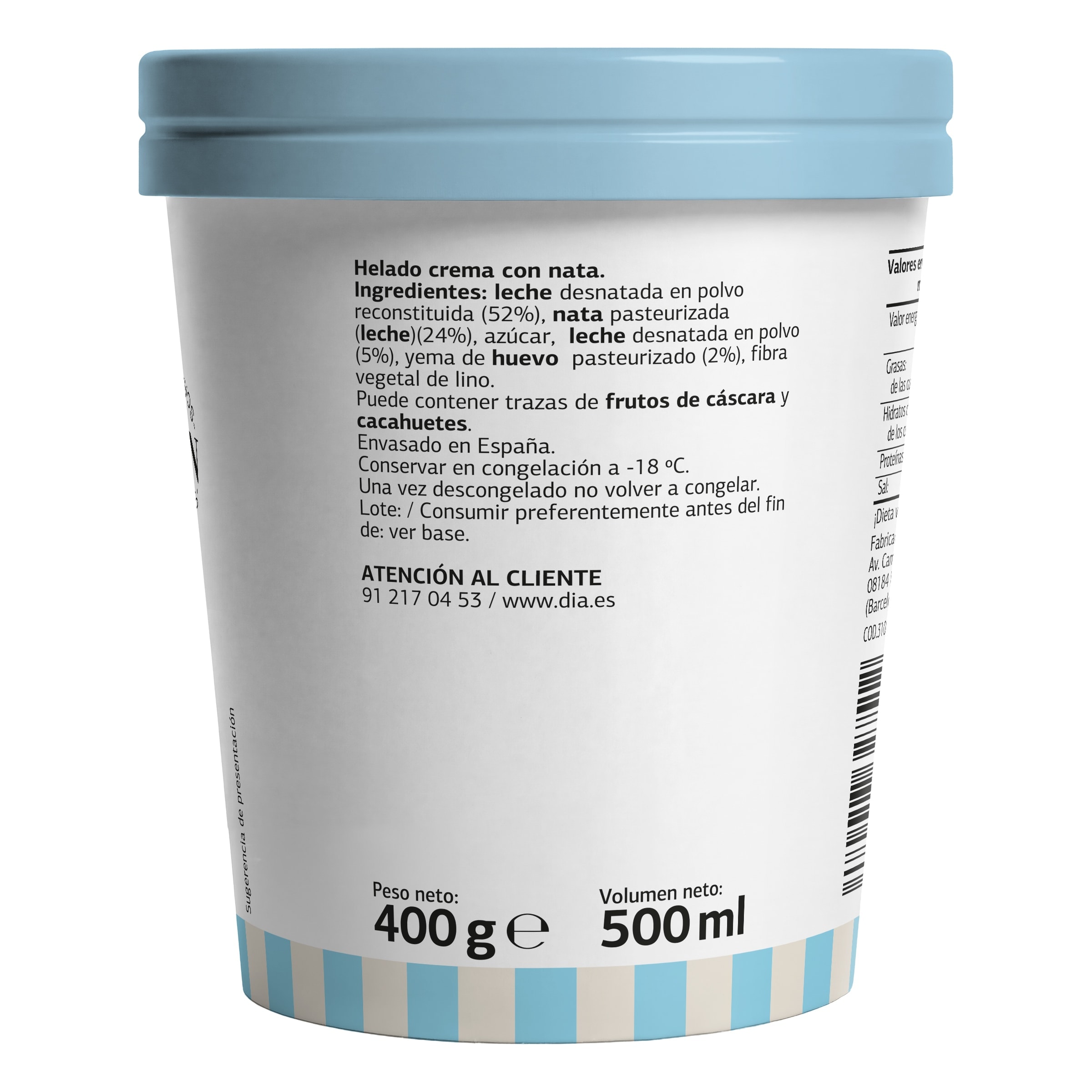 Tarrina de helado Artesano de nata Dia Temptation 400 g