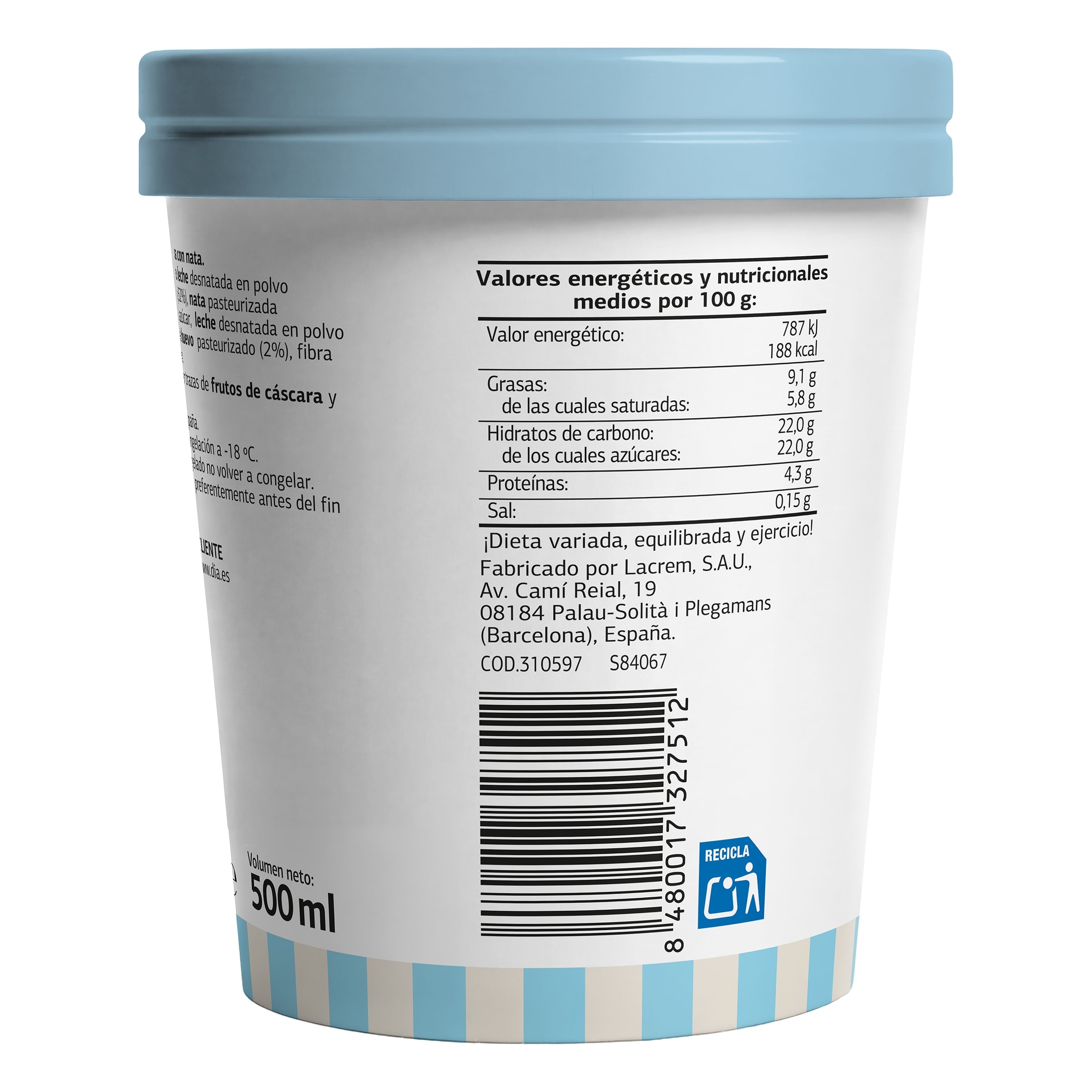 Tarrina de helado Artesano de nata Dia Temptation 400 g