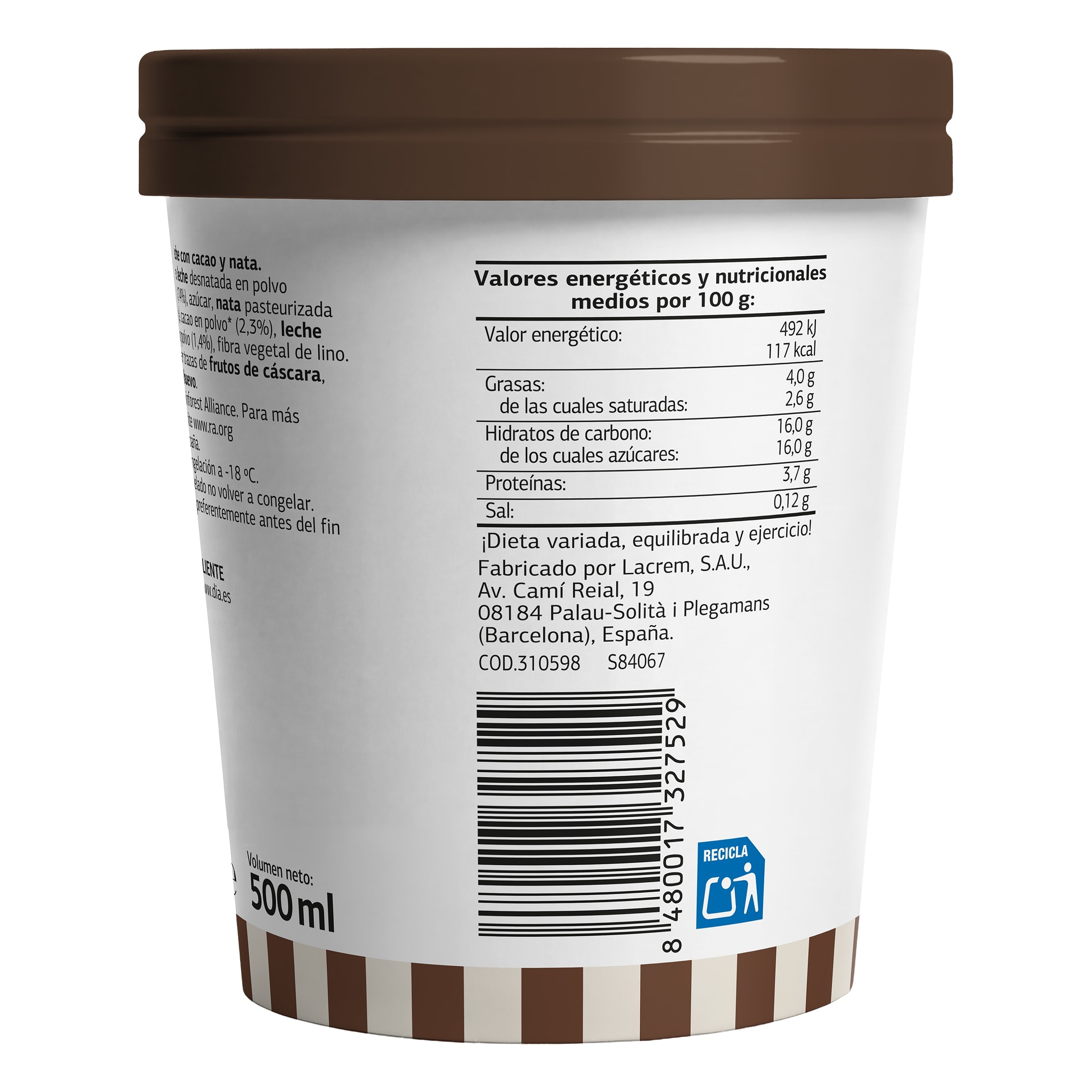 Tarrina de helado Artesano de cacao Dia Temptation 400 g