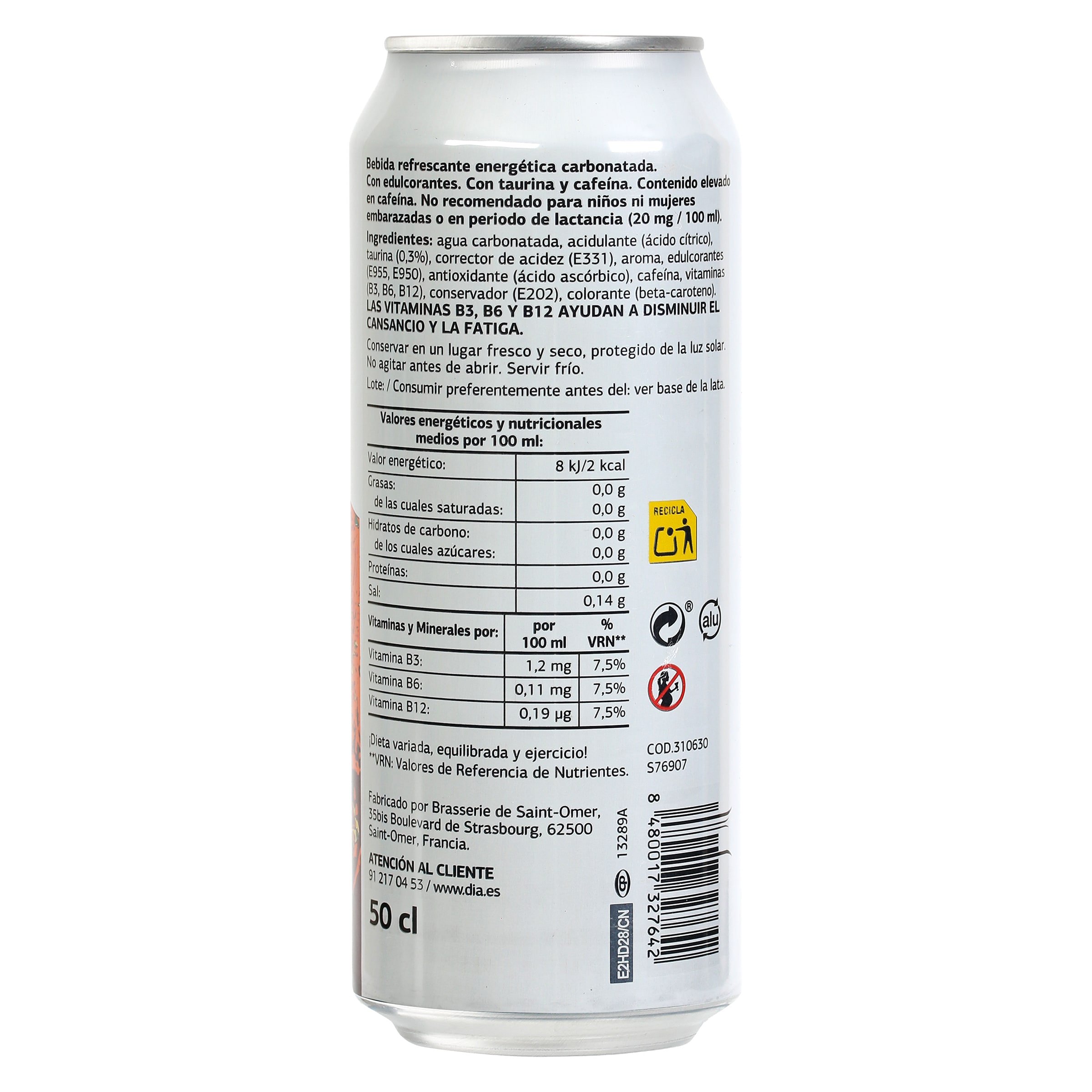 Bebida energética fusión zero Dia El diablo 500 ml