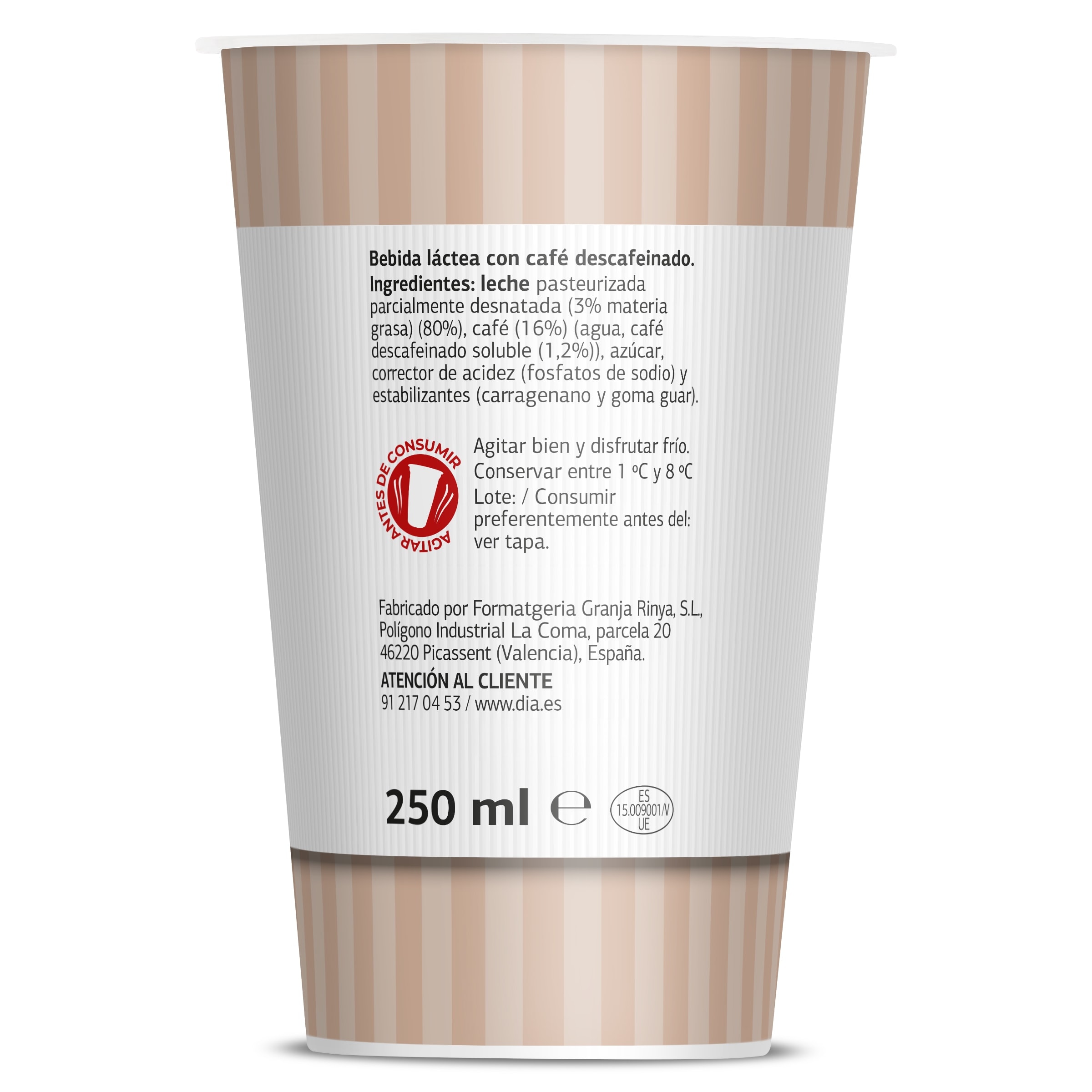 Café latte descafeinado Dia Arom'arte 250 ml