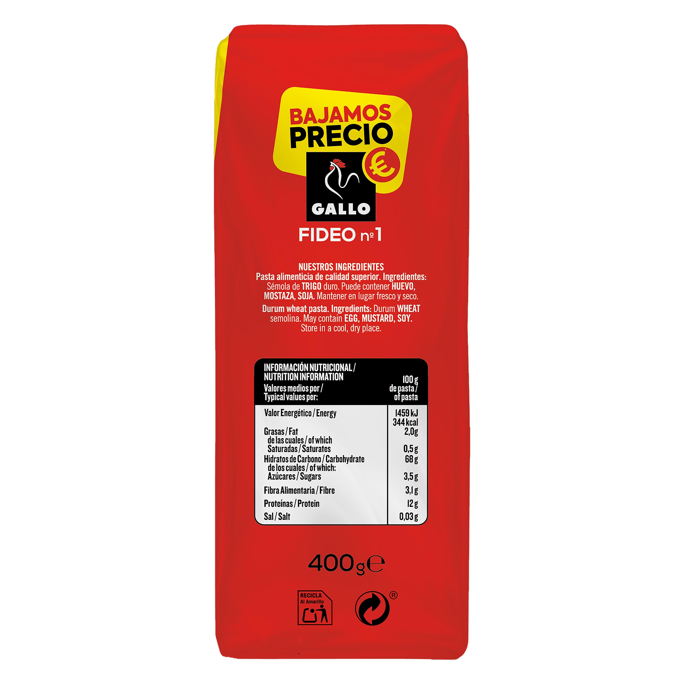 Fideo N.º 1 Gallo 400 g