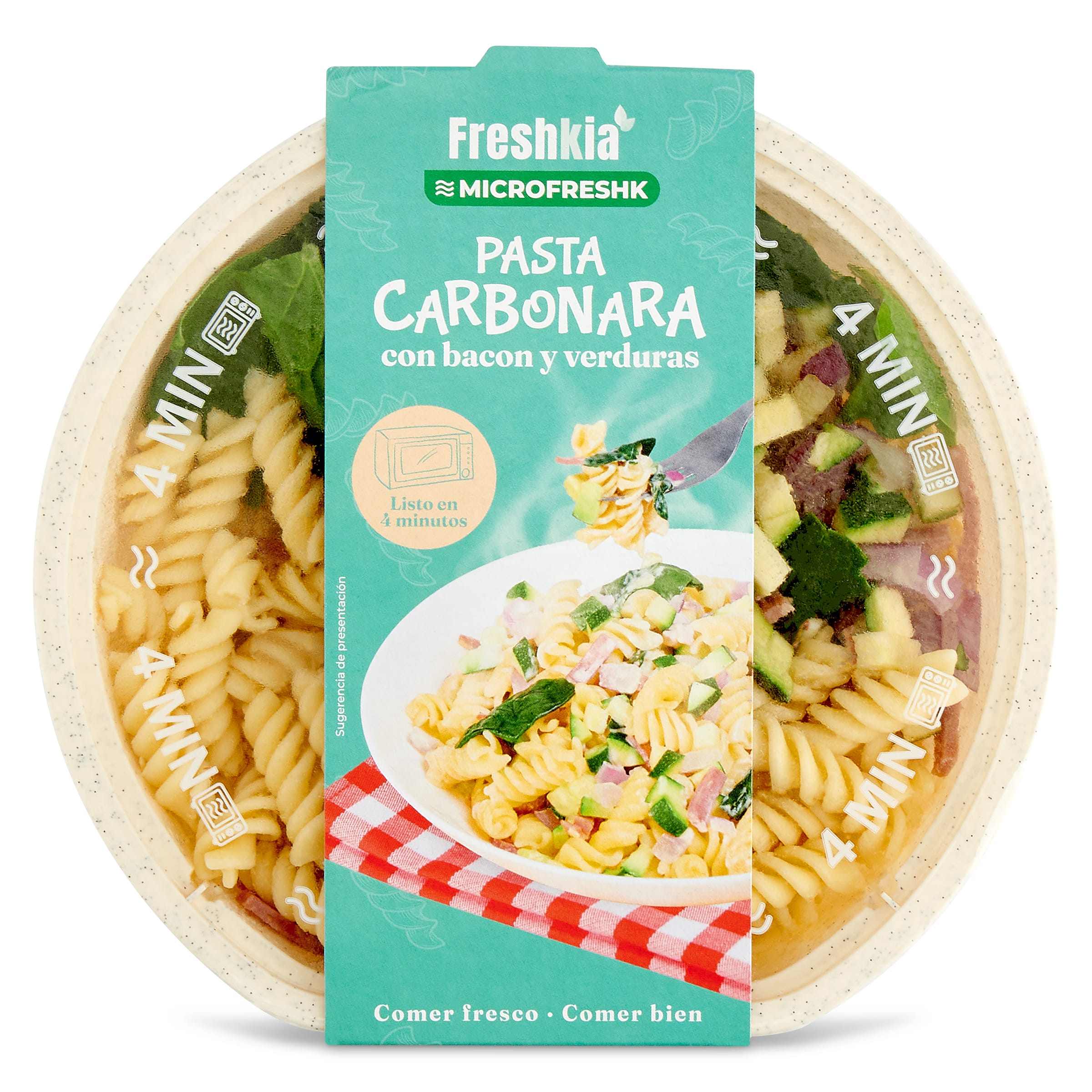 Pasta carbonara con bacon y verduras Freshkia 285 g
