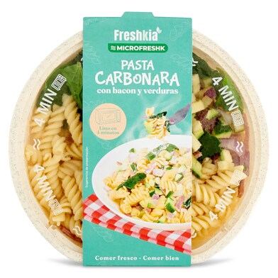 Pasta carbonara con bacon y verduras Freshkia 285 g-0