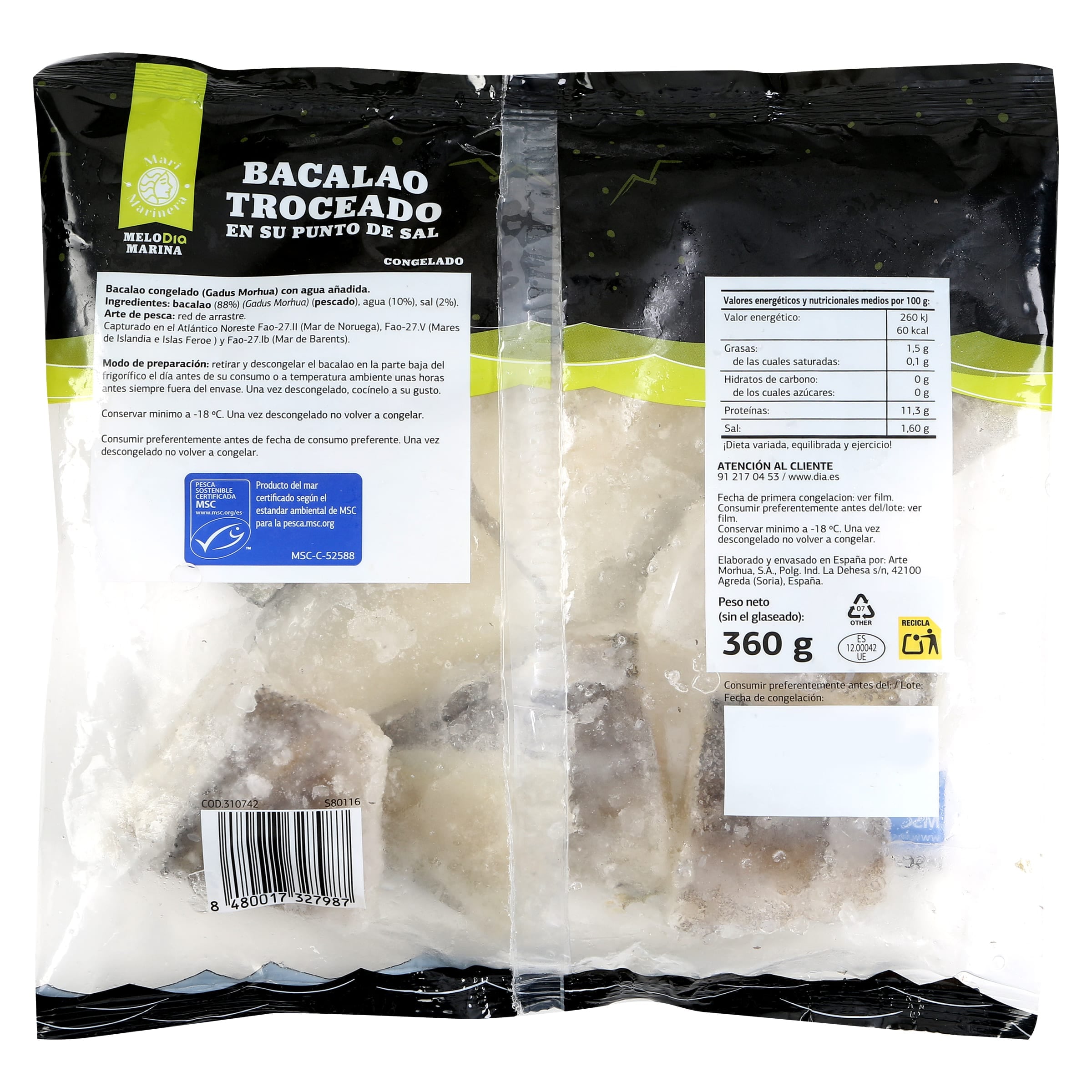 Bacalao troceado MSC Dia Mari Marinera 360 g