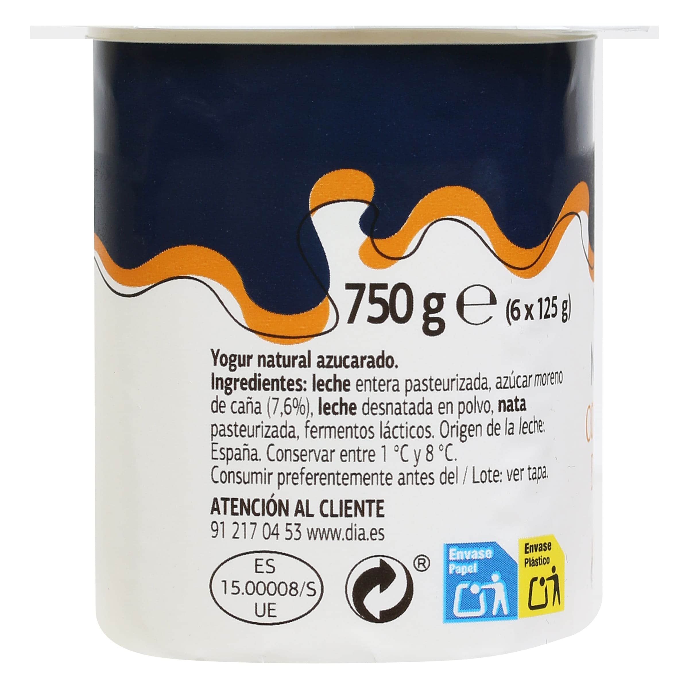 Yogur natural con azúcar de caña Dia Láctea 6 x 125 g