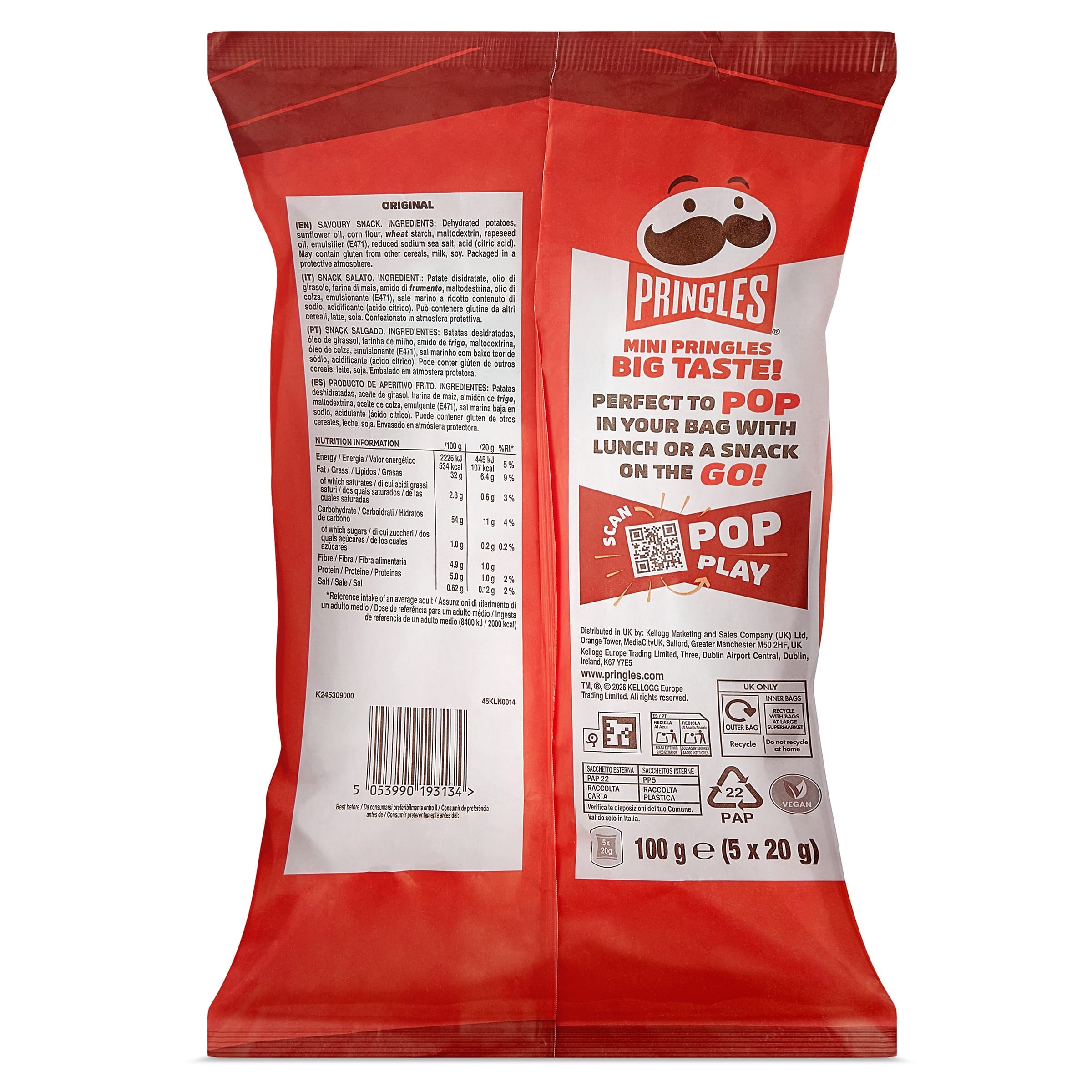 Pringles original mini 5 x 20 g