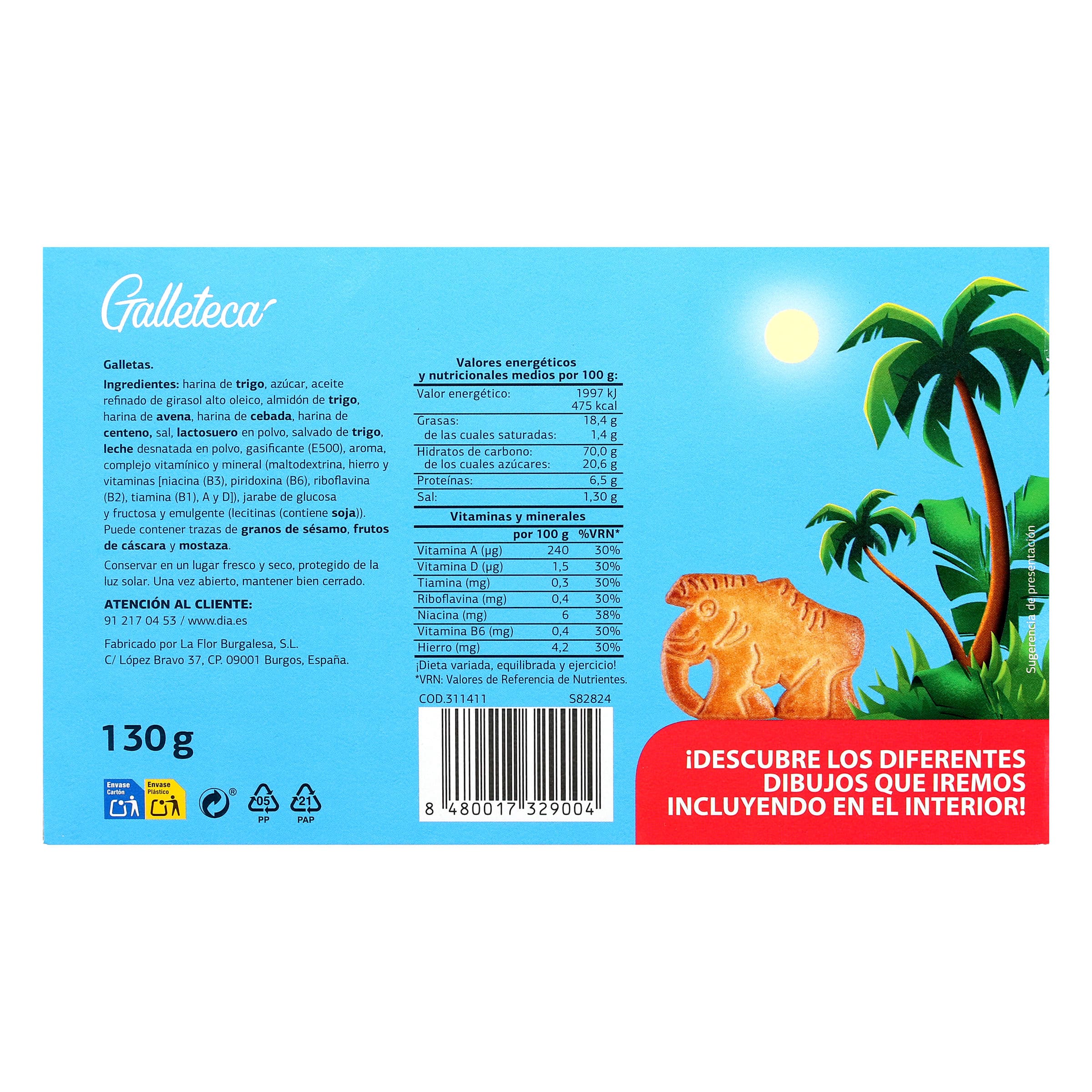 Galletas de animales prehistóricos Galleteca de Dia 130 g