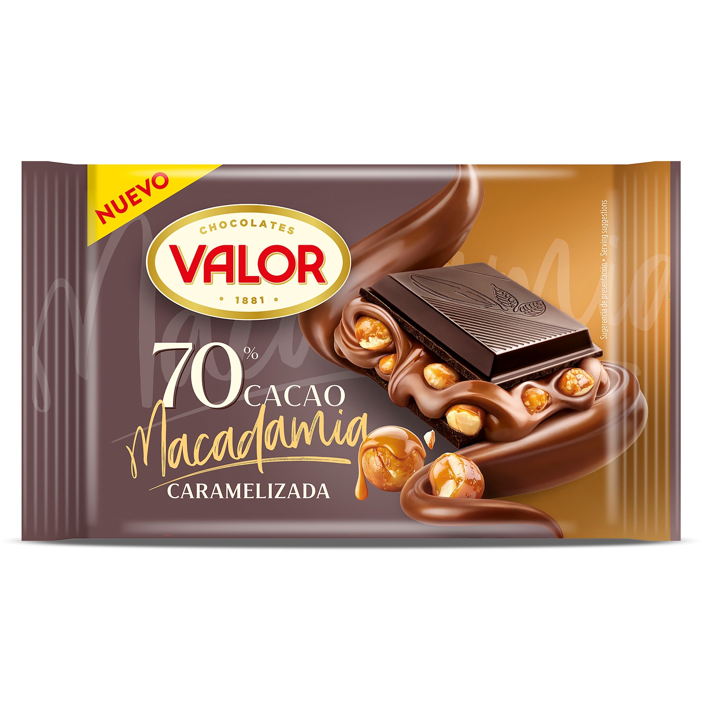 Chocolate negro 70% con macadamia Valor 150 g