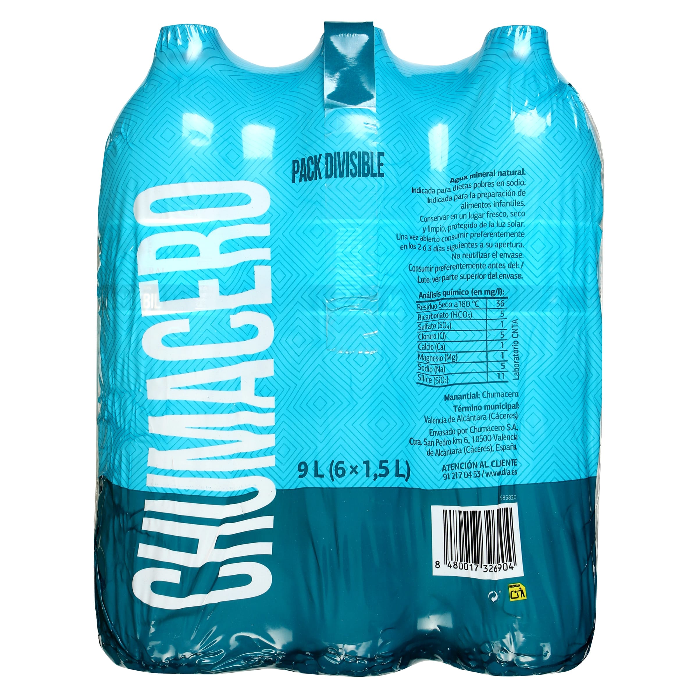Agua mineral muy débil Dia pack 6 x 1,5 L