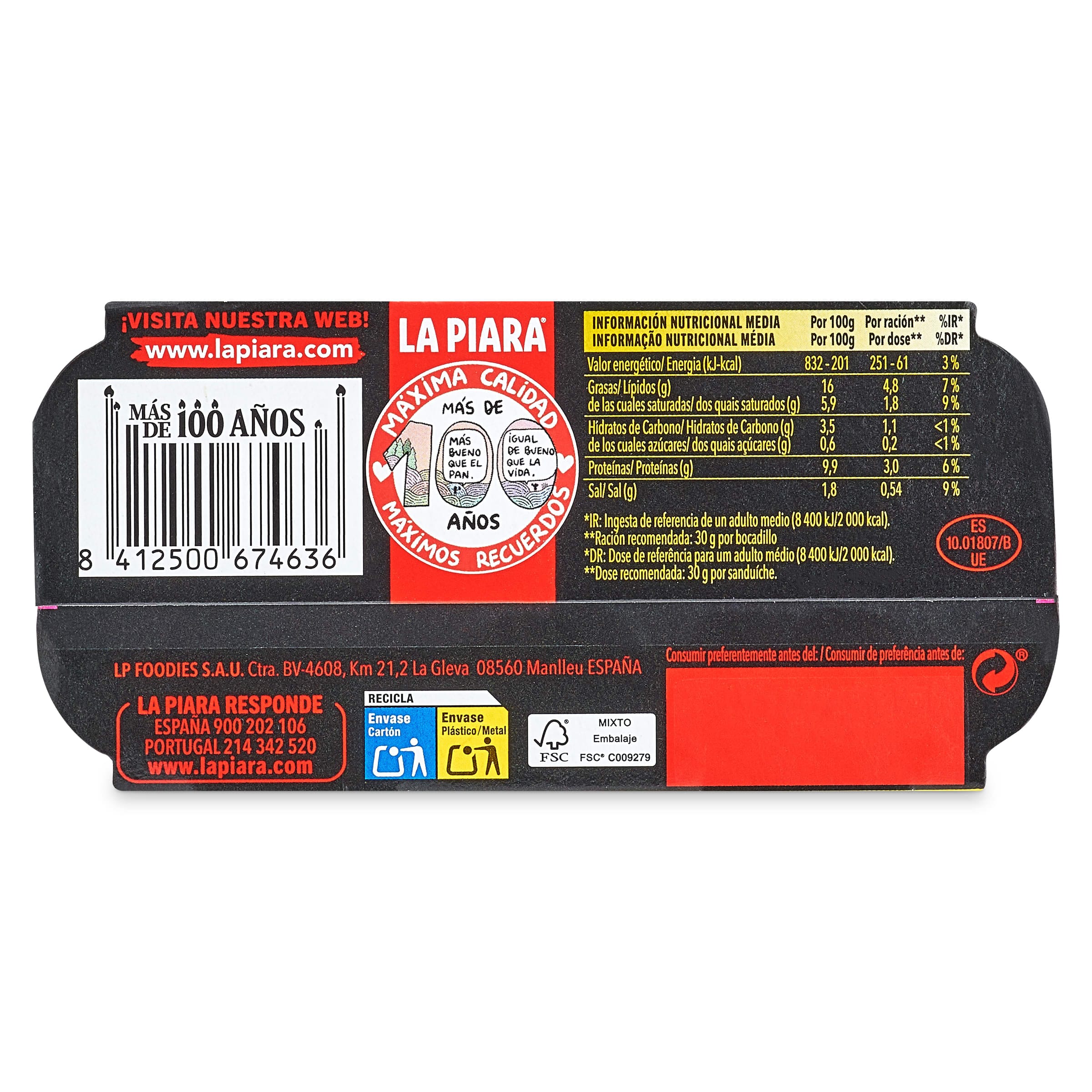 Paté a la trufa La piara 2 x 75 g