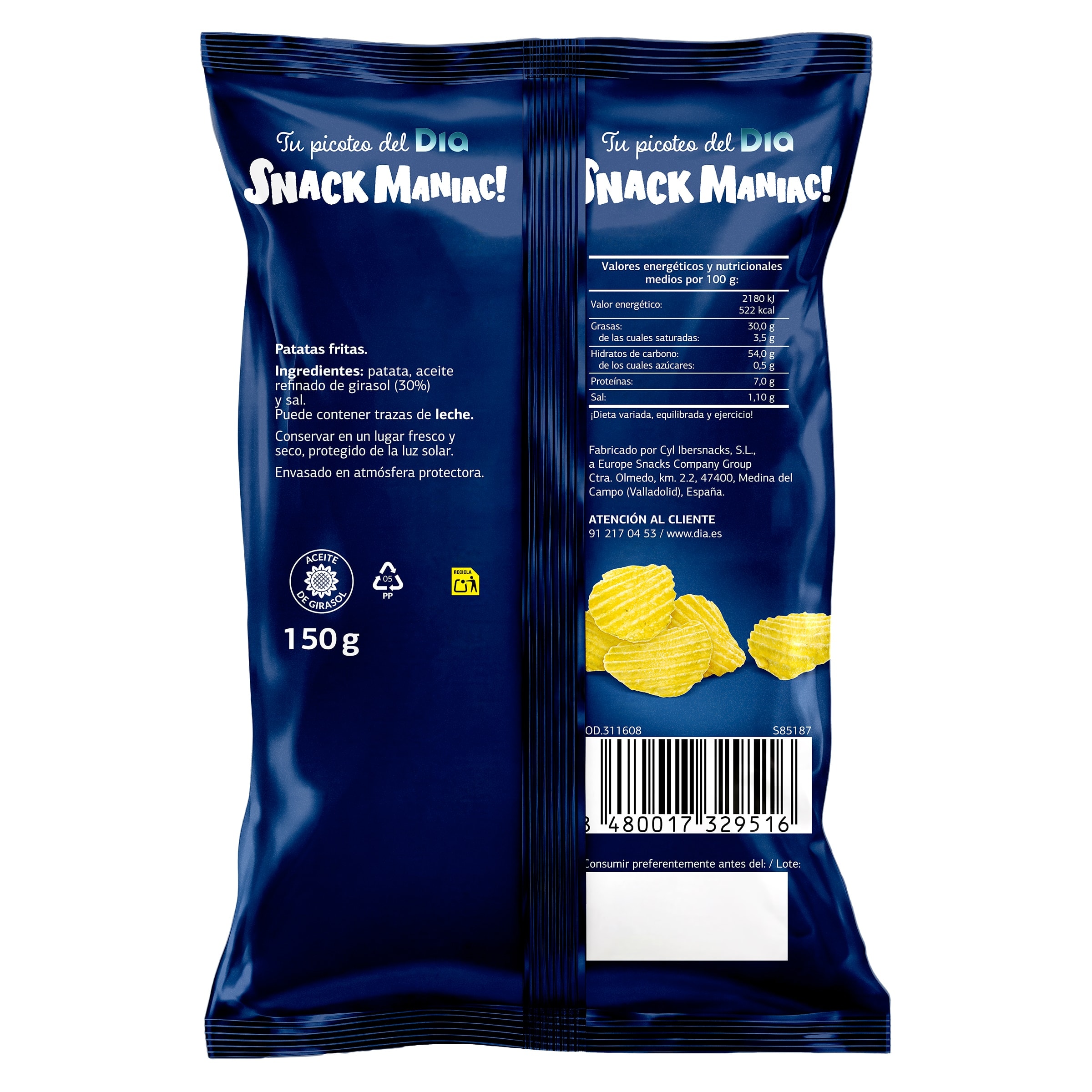 Patatas fritas gourmet extraonduladas Dia Snack Maniac 150 g