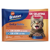 Alimento para gatos en gelatina atún y salmón Brekkies 340 g