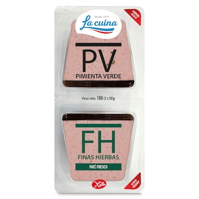 Paté dúo pimienta y finas hierbas La Cuina 2 x 50 g-0 Paté dúo pimienta y finas hierbas La Cuina 2 x 50 g-0