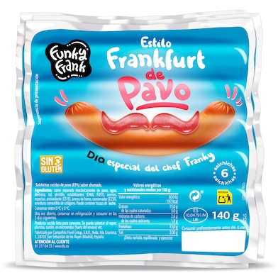 Salchichas Frankfurt de pavo Dia Funky Frank 4 x 140 g-0 Salchichas Frankfurt de pavo Dia Funky Frank 4 x 140 g-0