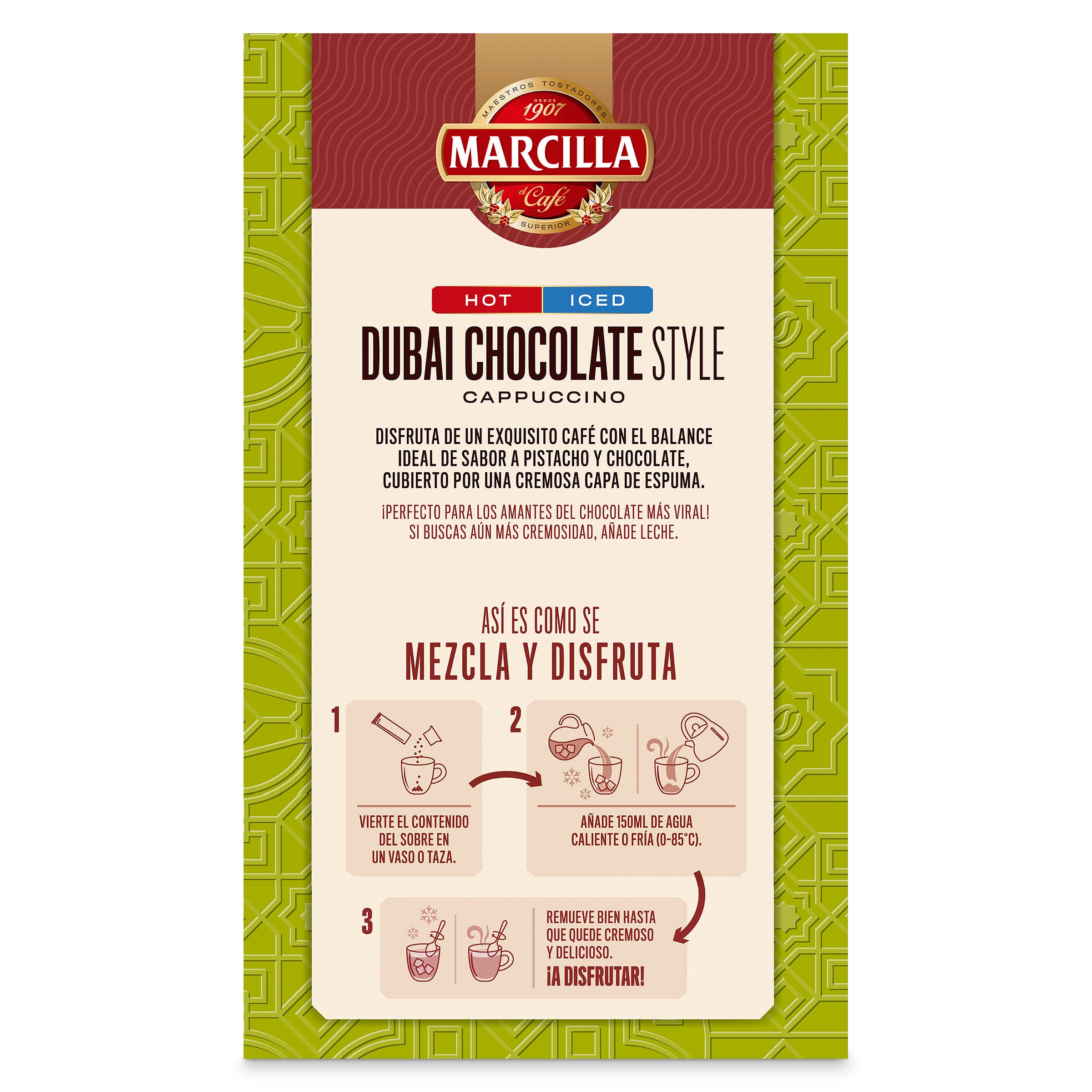 Café soluble cappuccino chocolate Dubai Marcilla 120 g