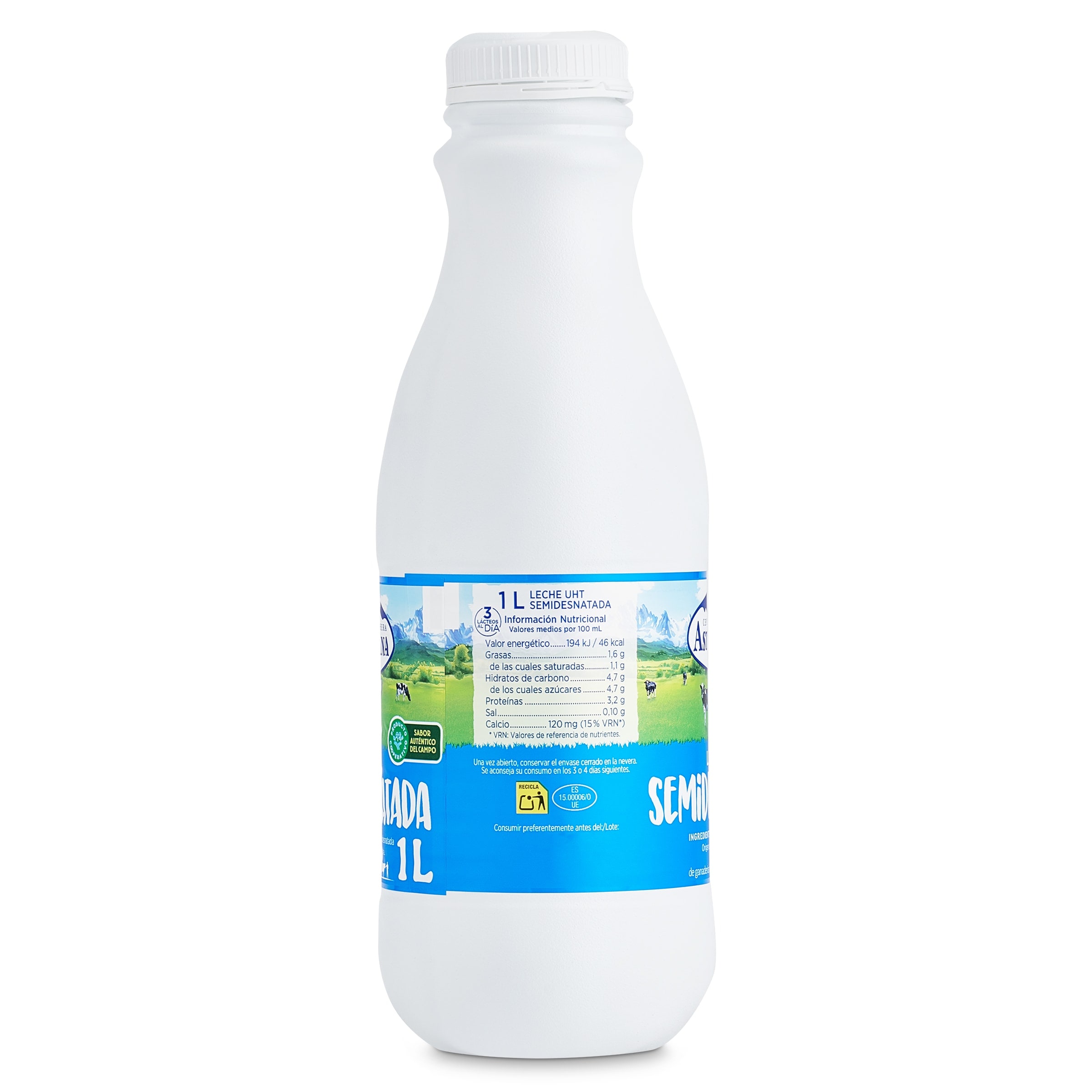 Leche semidesnatada Asturiana 1 L
