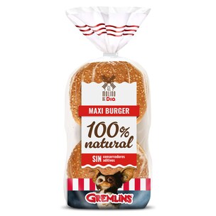 Pan de hamburguesa maxi Gremlins El Molino de Dia 300 g