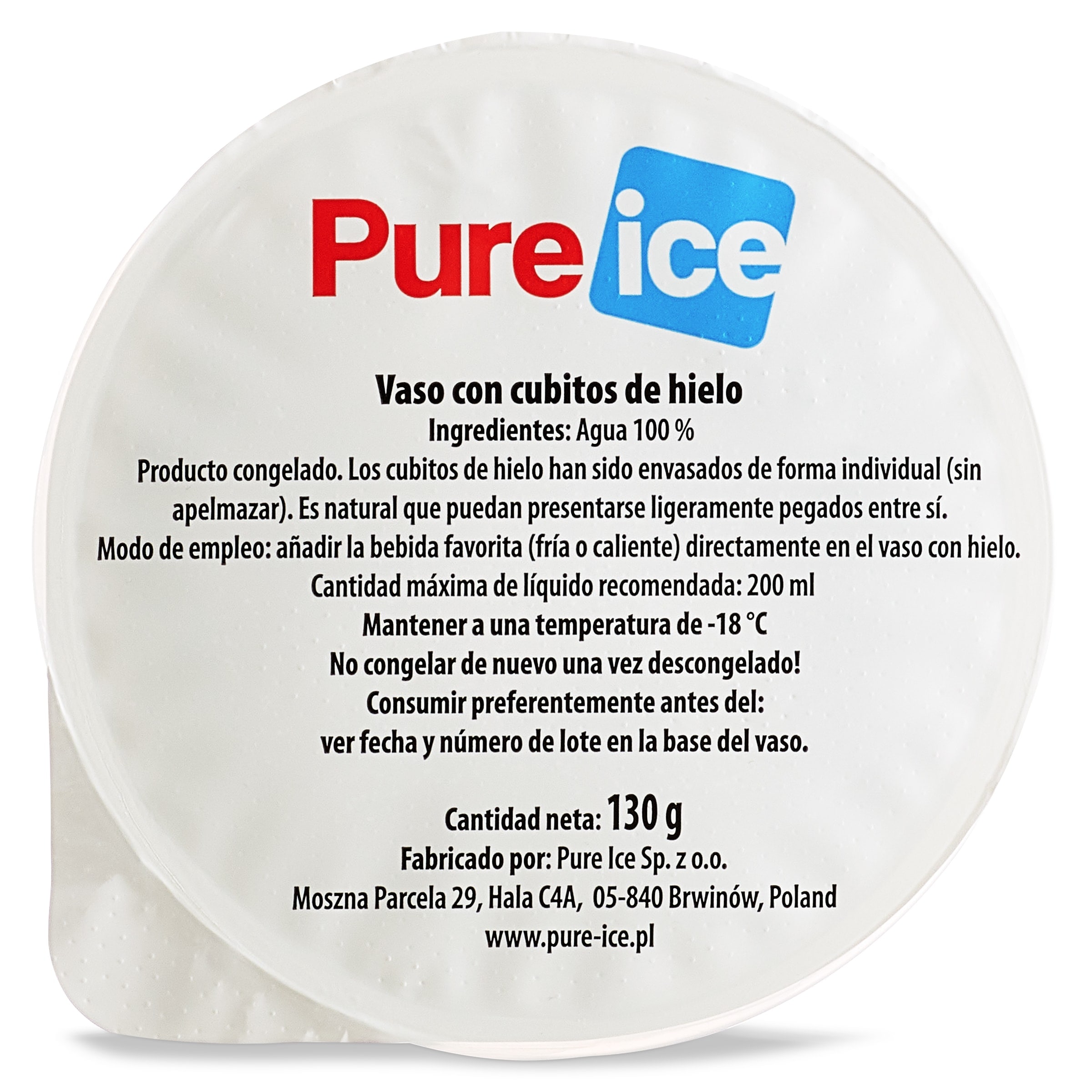 Vaso con cubitos de hielo Pure ice 130 g