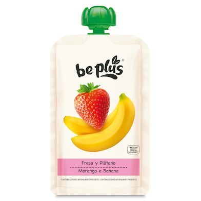Alimento infantil con puré de fresa y plátano Be Plus 120 g-0 Alimento infantil con puré de fresa y plátano Be Plus 120 g-0
