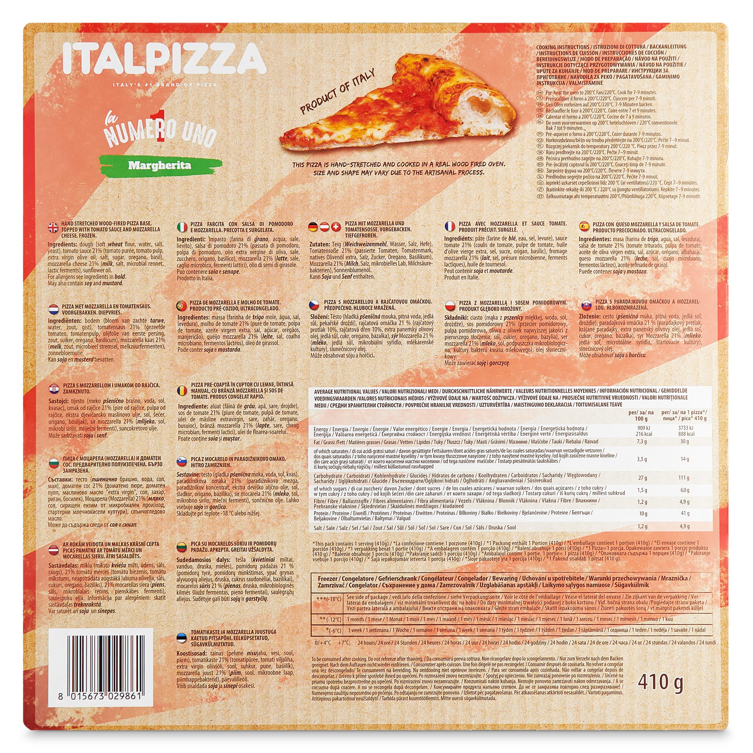 Pizza margarita número uno Italpizza 410 g