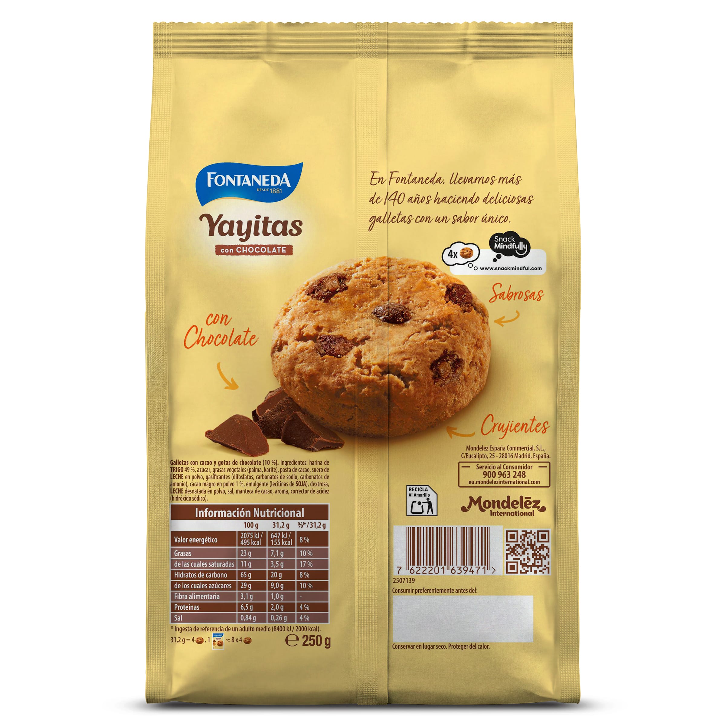 Yayitas con chocolate Fontaneda 250 g
