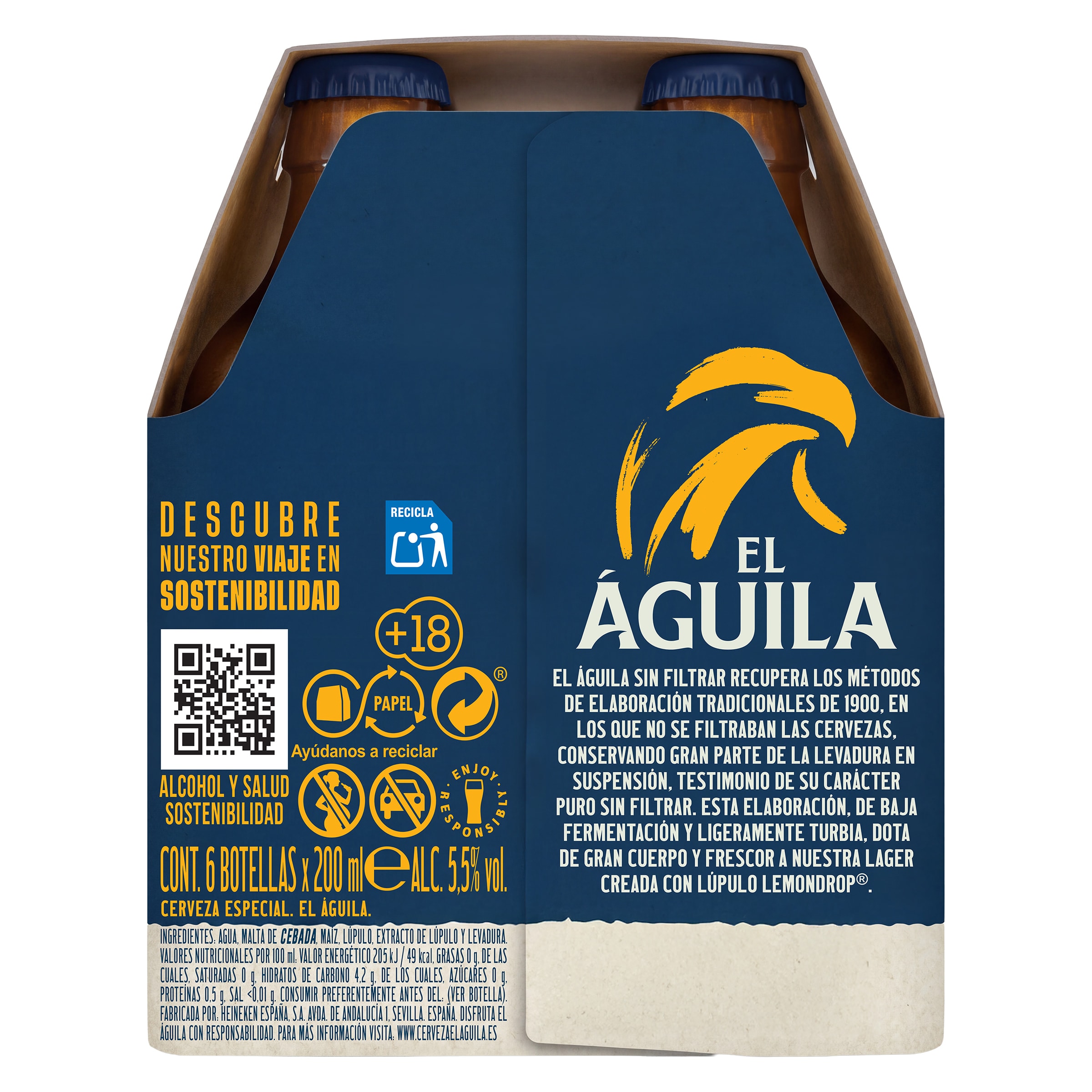 Cerveza sin filtrar El águila 6 x 20 cl