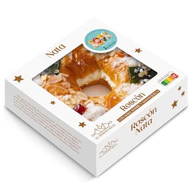Roscón de Reyes con nata masa madre Dia El Horno Real 800 g-0 Roscón de Reyes con nata masa madre Dia El Horno Real 800 g-0