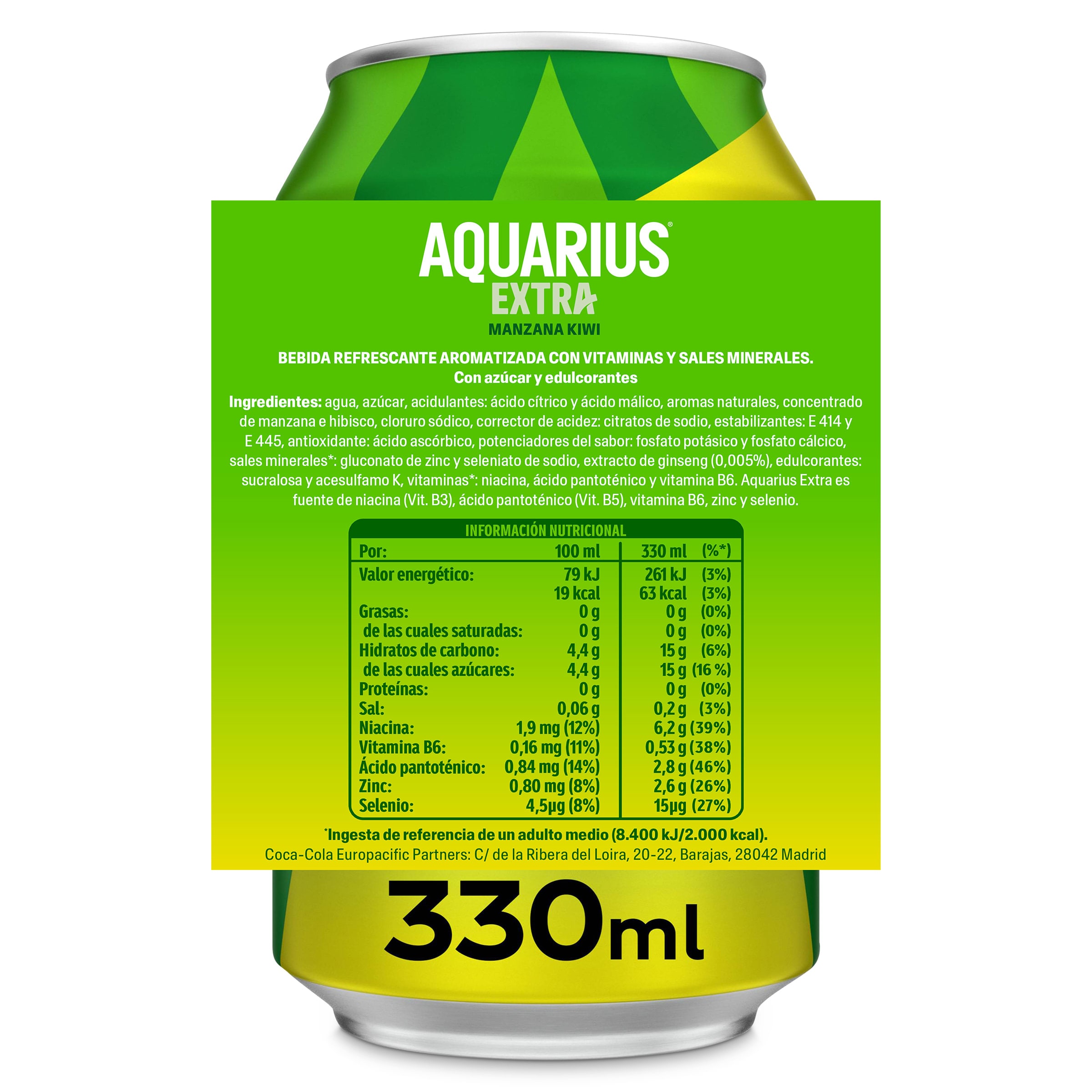 Aquarius de manzana y kiwi 330 ml