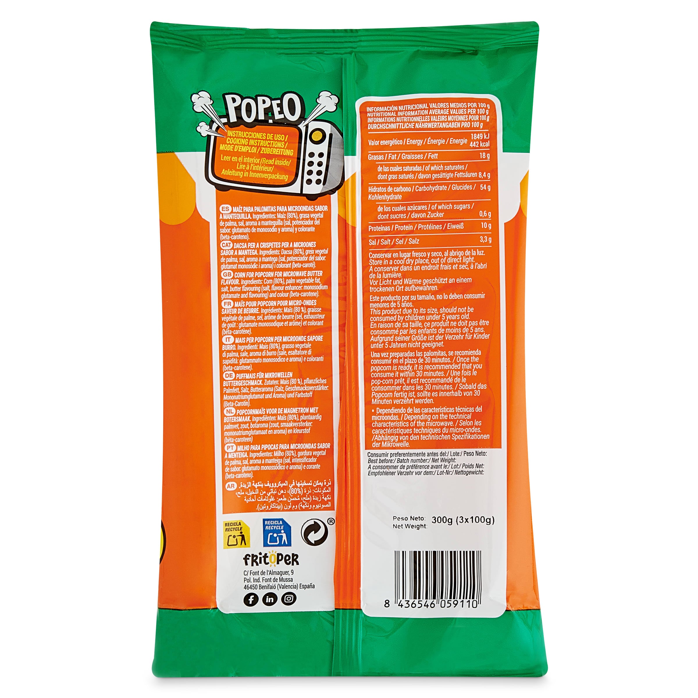 Palomitas con mantequilla para microondas Fritos Pérez 300 g
