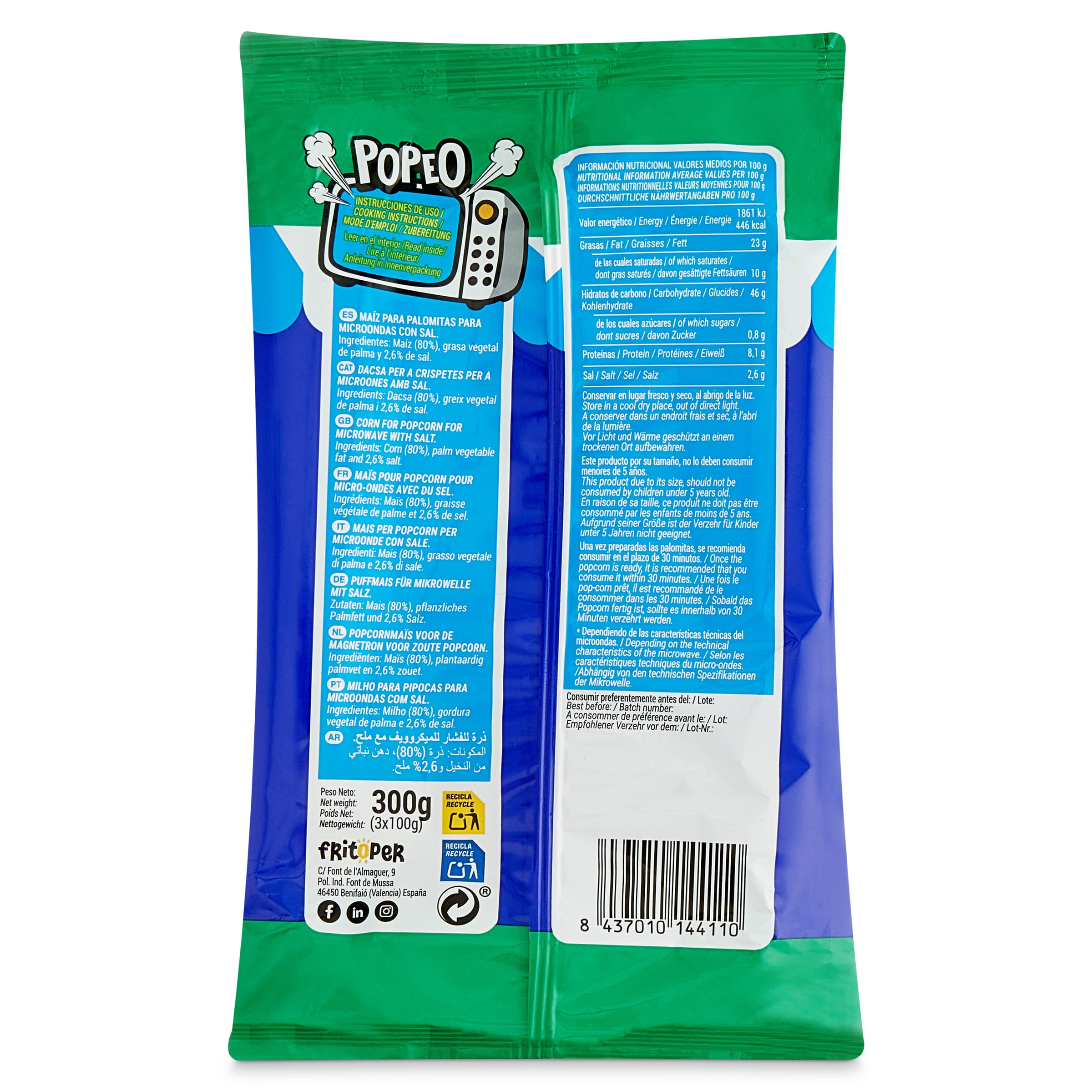 Palomitas con sal para microondas Fritos Pérez 300 g