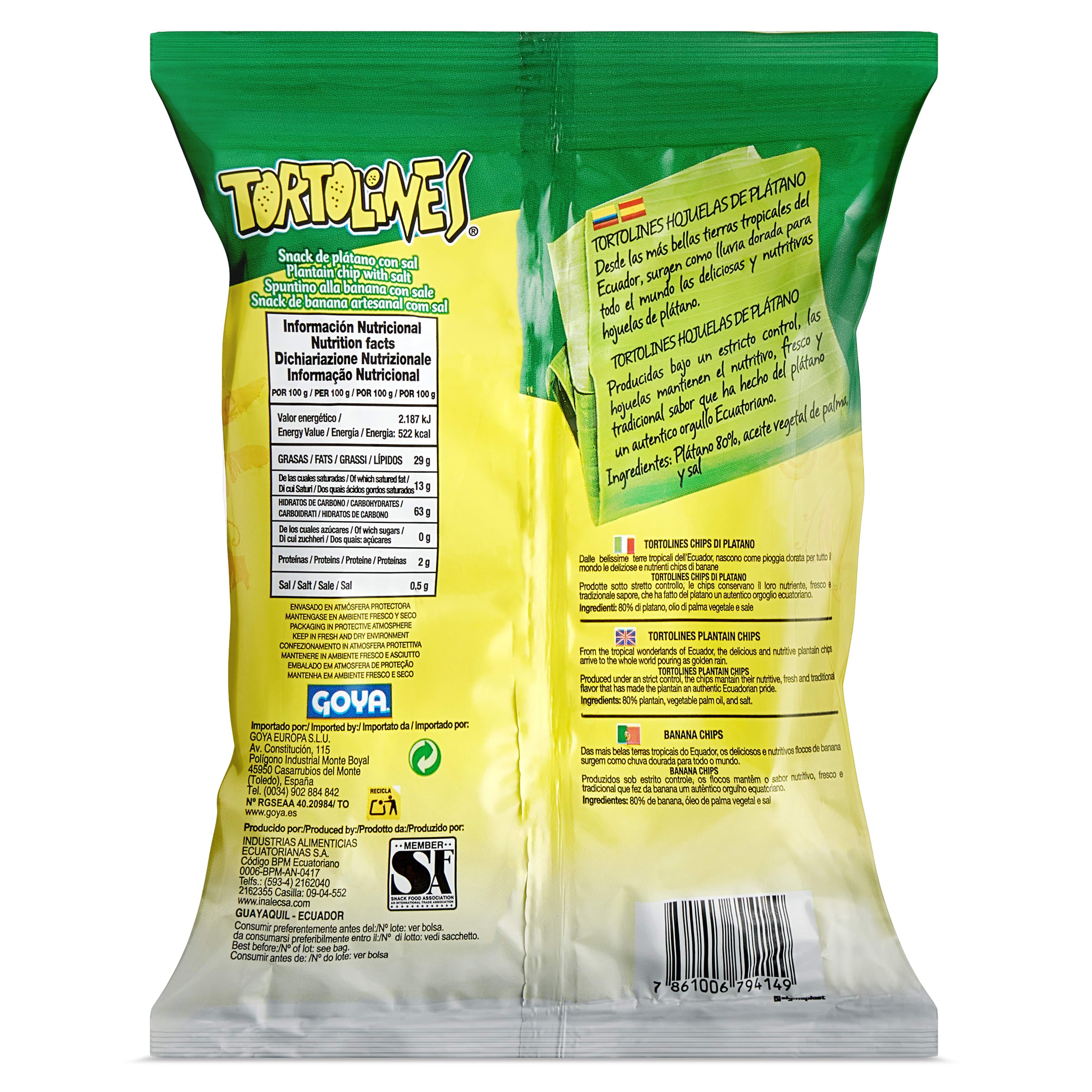 Snack de platano con sal Tortolines 100 g
