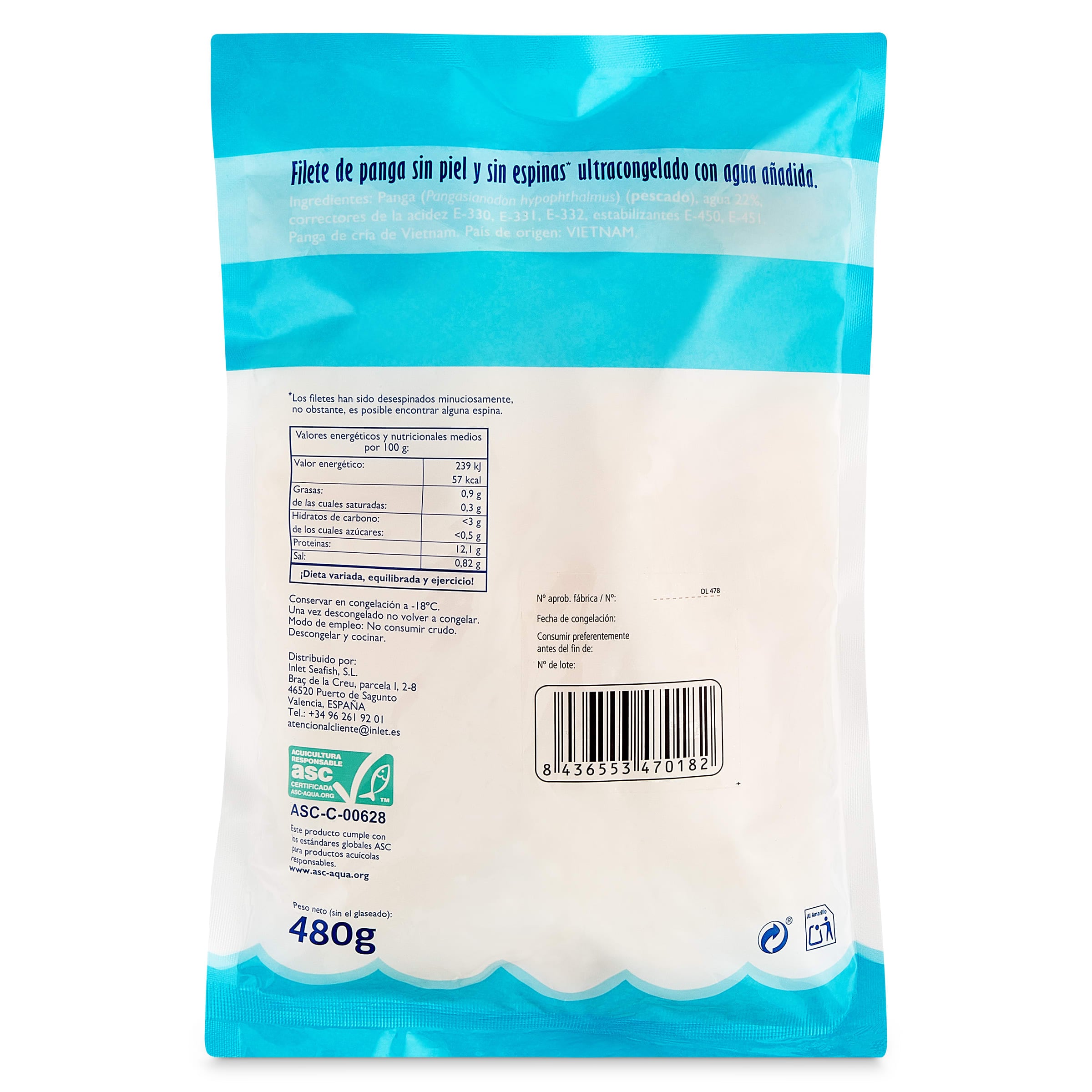 Filetes de panga 480 g