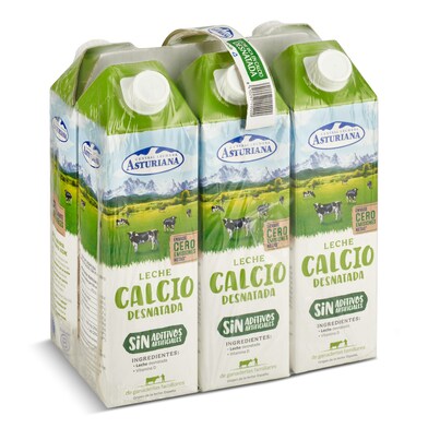 Leche desnatada calcio Central Lechera Asturiana pack 6 x 1 l-0 Leche desnatada calcio Central Lechera Asturiana pack 6 x 1 l-0