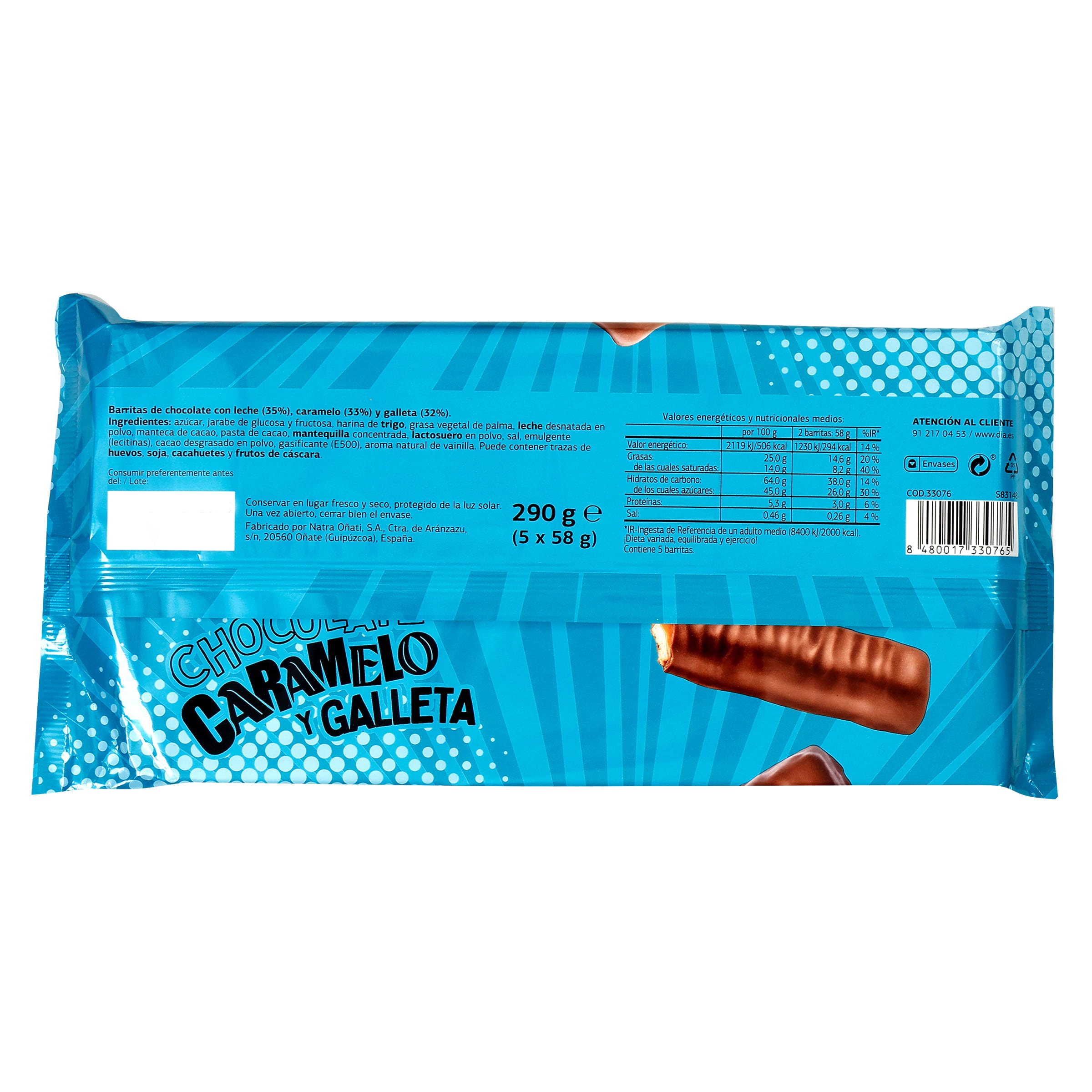 Barrita de chocolate caramelo y galleta Dia Temptation 290 g