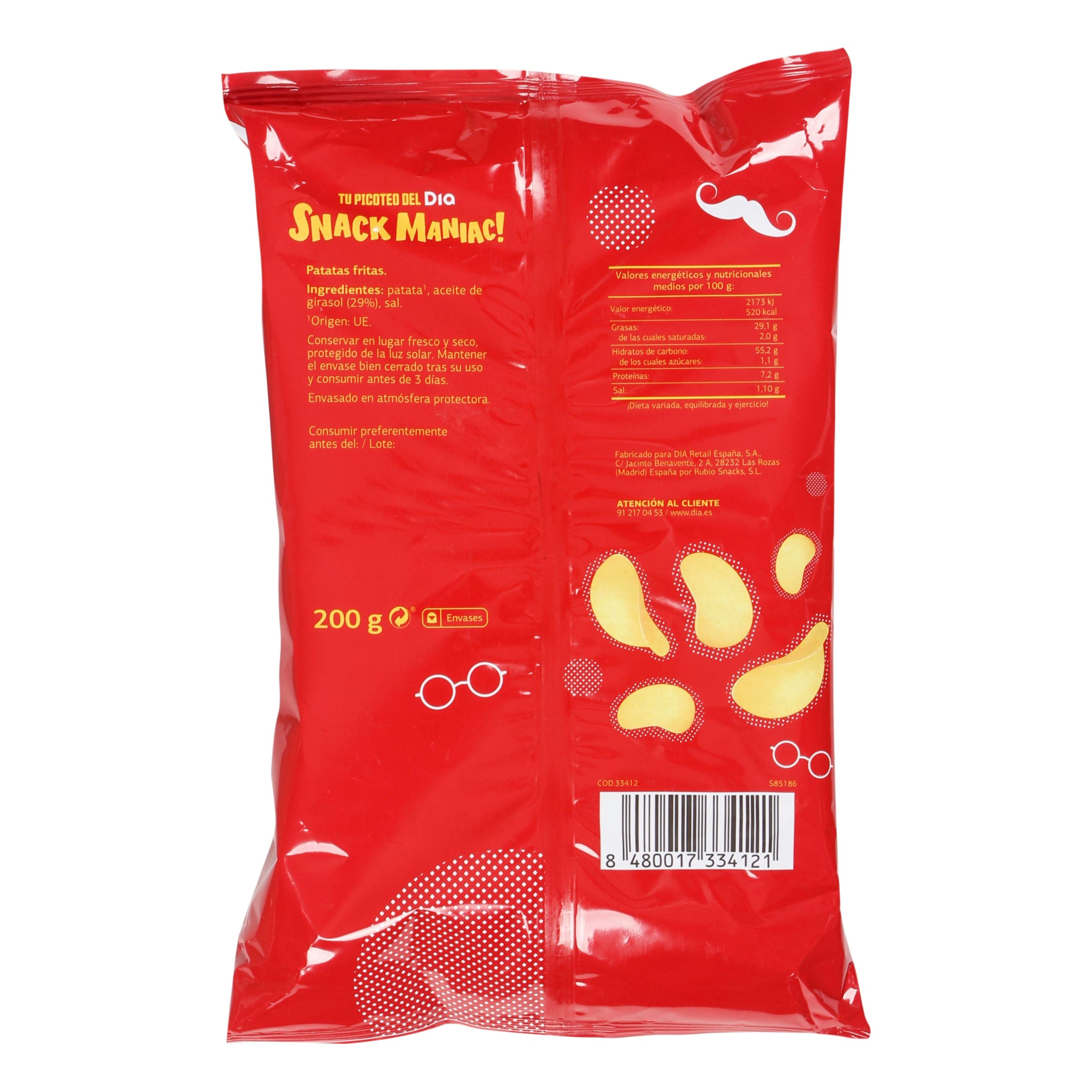 Patatas fritas al punto de sal Dia Snack Maniac 200 g